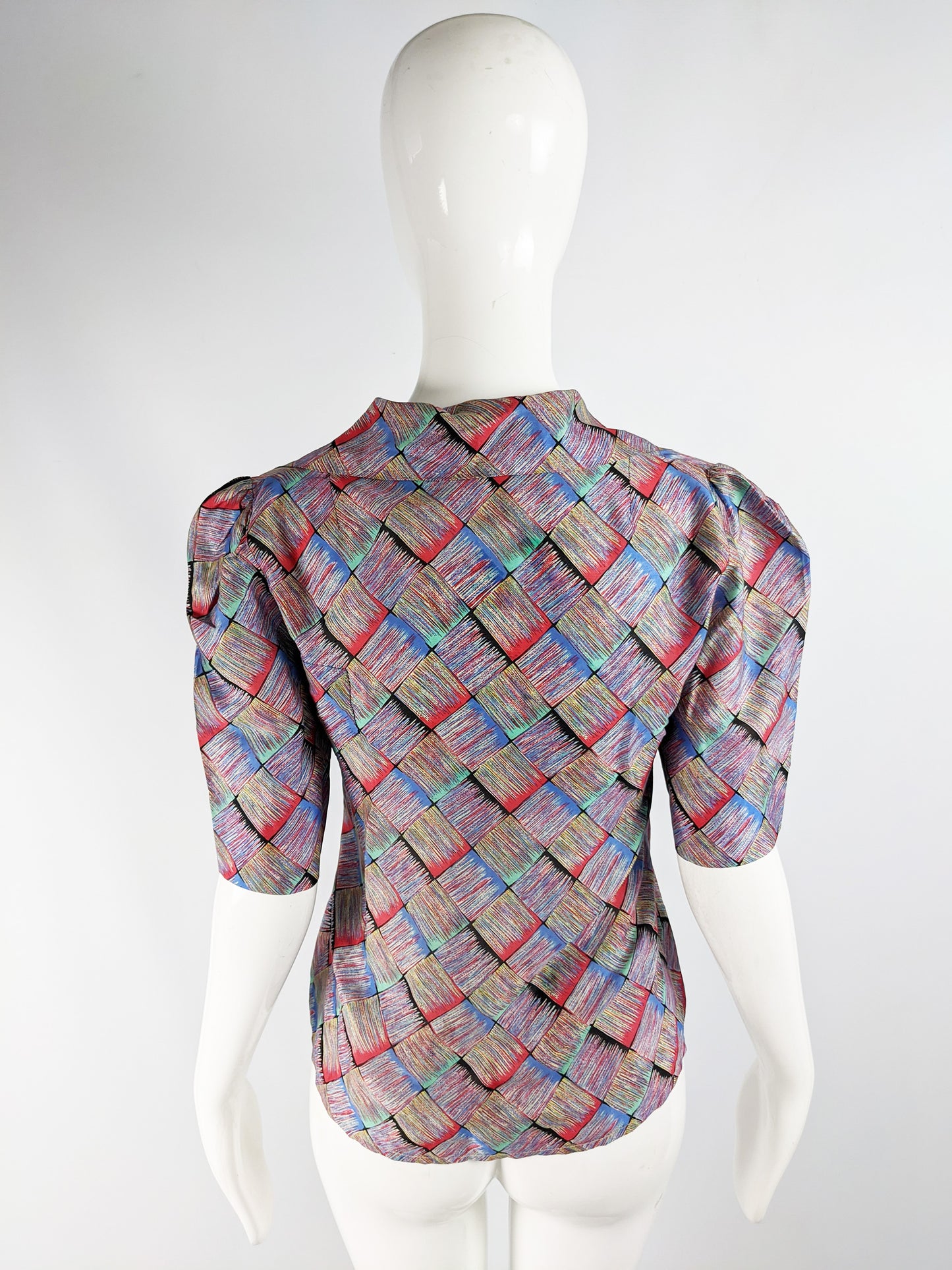 Vintage Womens Short Puff Sleeve Blouse, 1970s