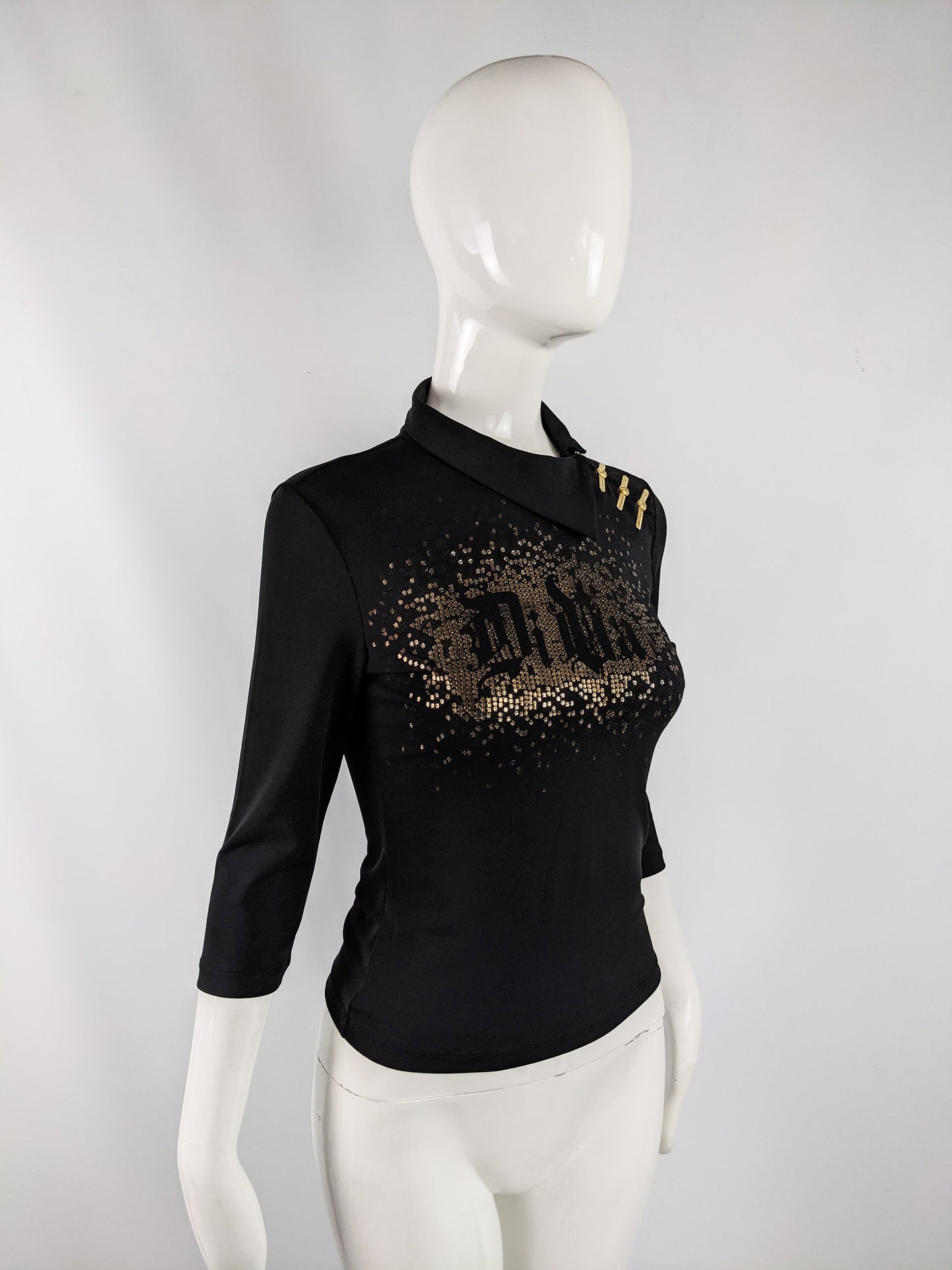 Versace Vintage Black & Gold 'Diva' Shirt, 2000s