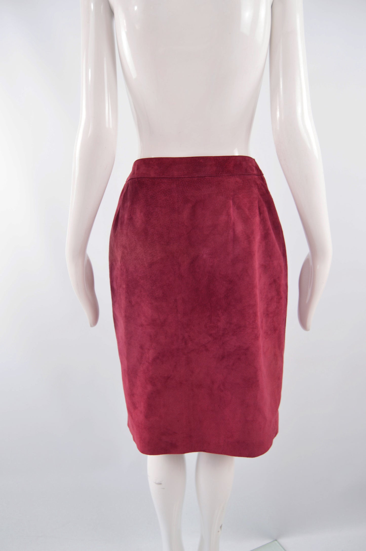 Vintage Cherry Red Suede Skirt, 1980s
