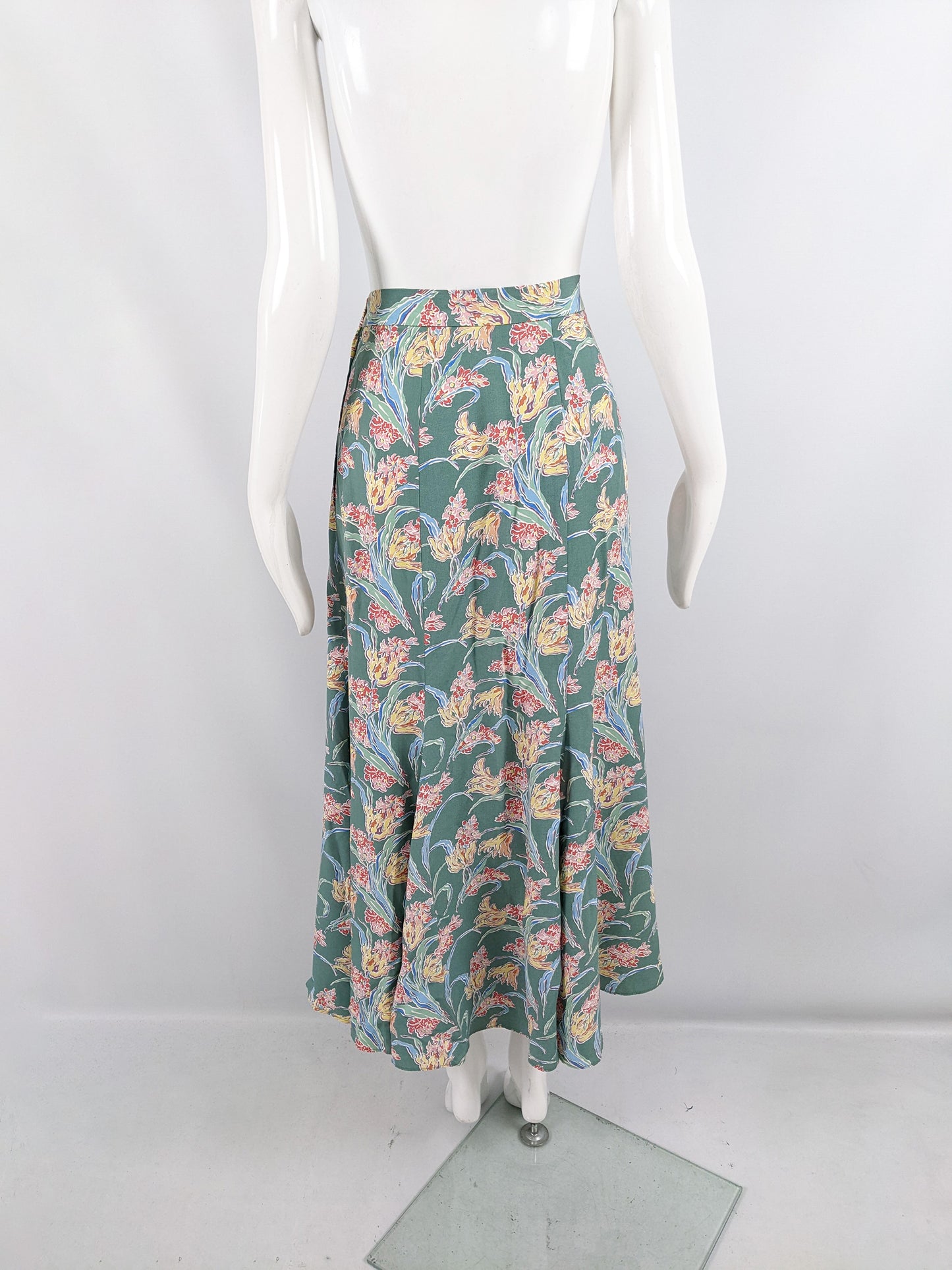 Paddy Campbell Vintage 30s Style Art Deco Floral Print Skirt, 1980s