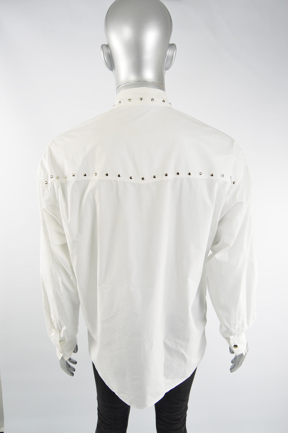 Mens Vintage White Studded Western Style Shirt, 1980s