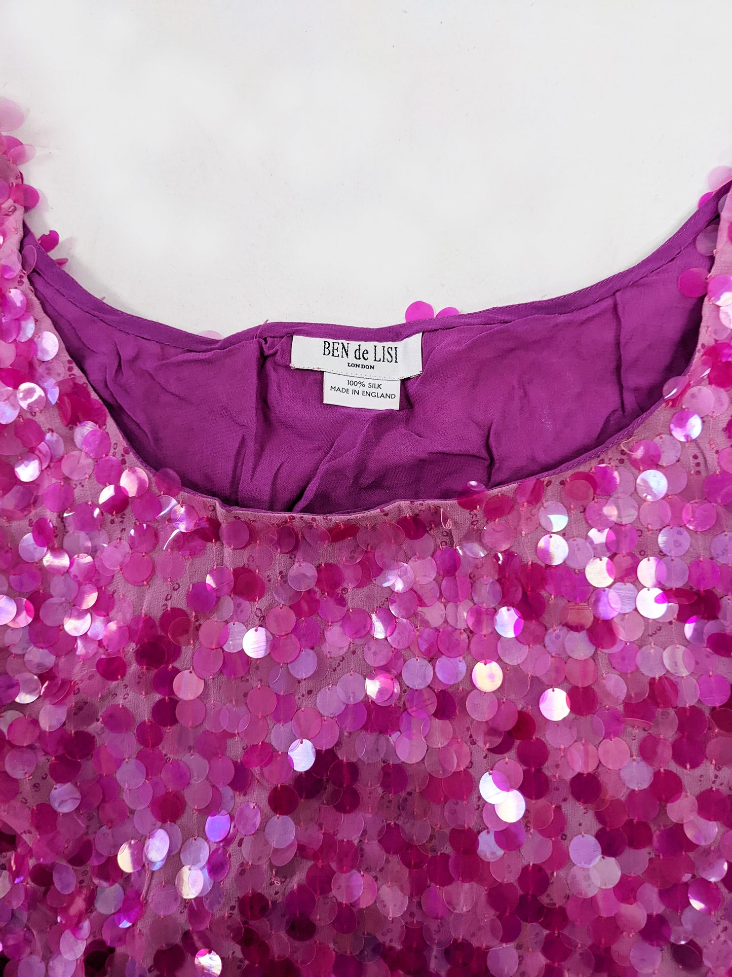 Ben De Lisi Vintage Silk Pink Pailette Sequin Suit, 1990s