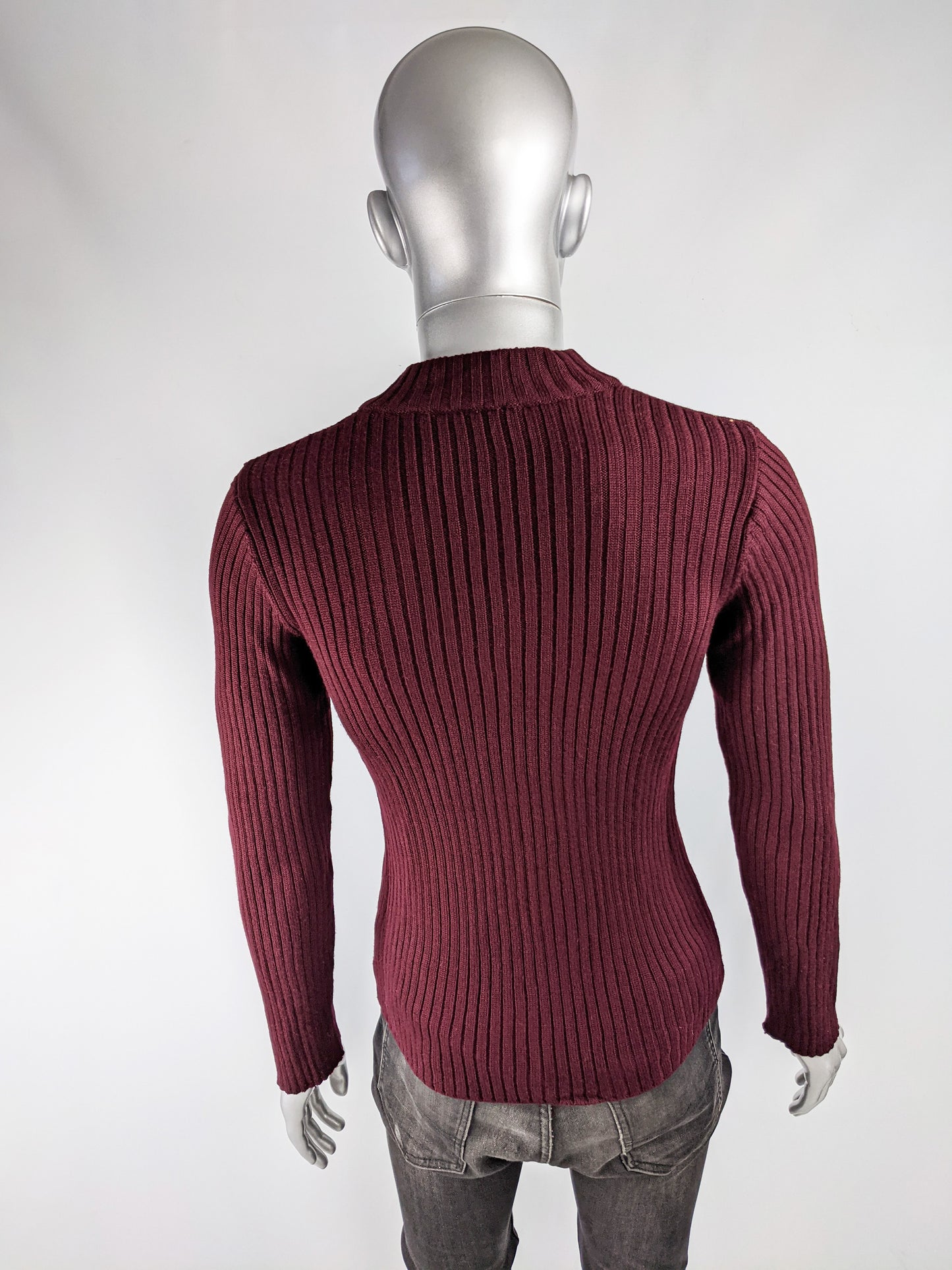 Mens Vintage Burgundy Red Diamond Jumper, 1990s