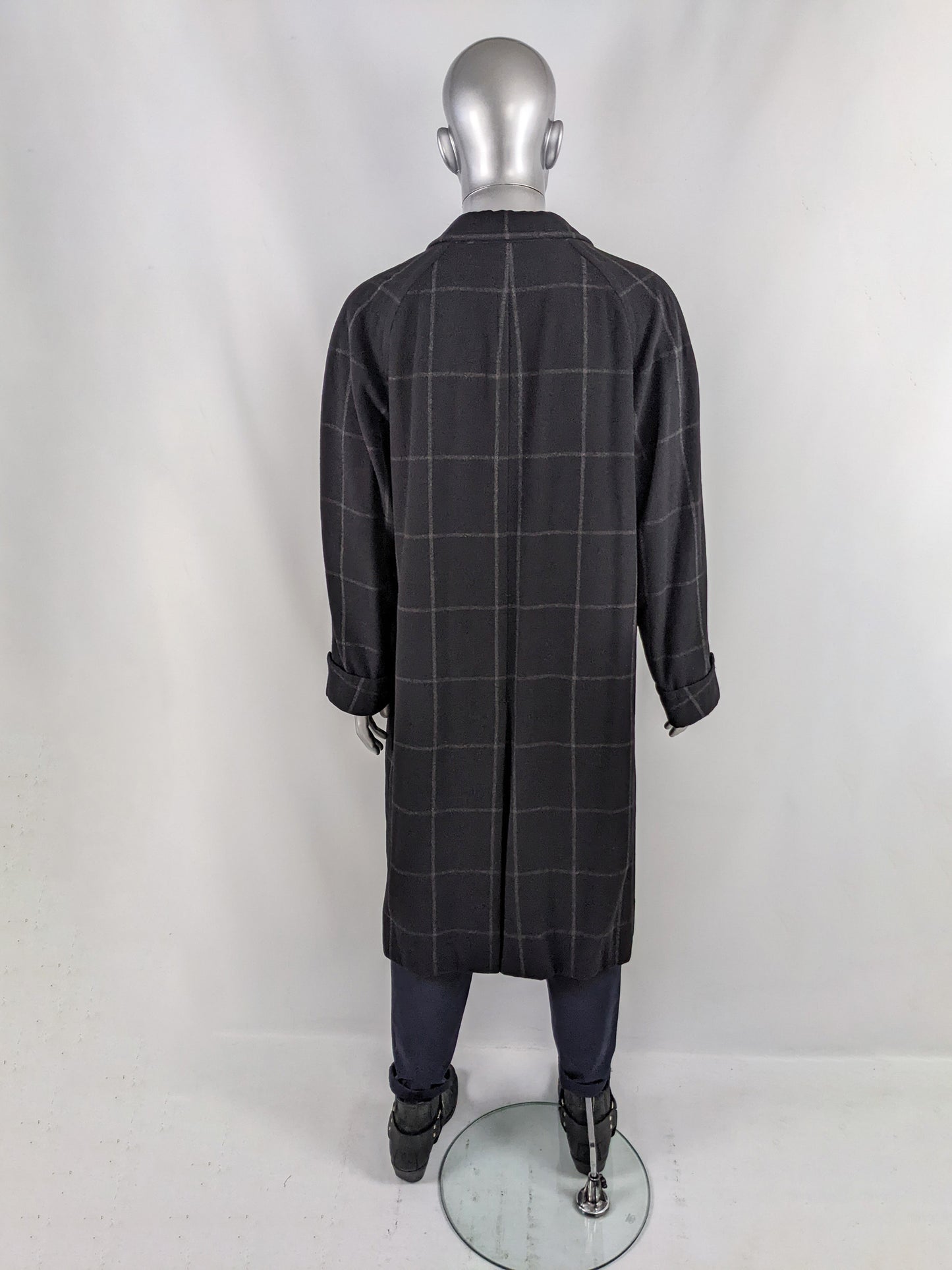Harrods Vintage Italian Virgin Wool Checked Overcoat, 1980s
