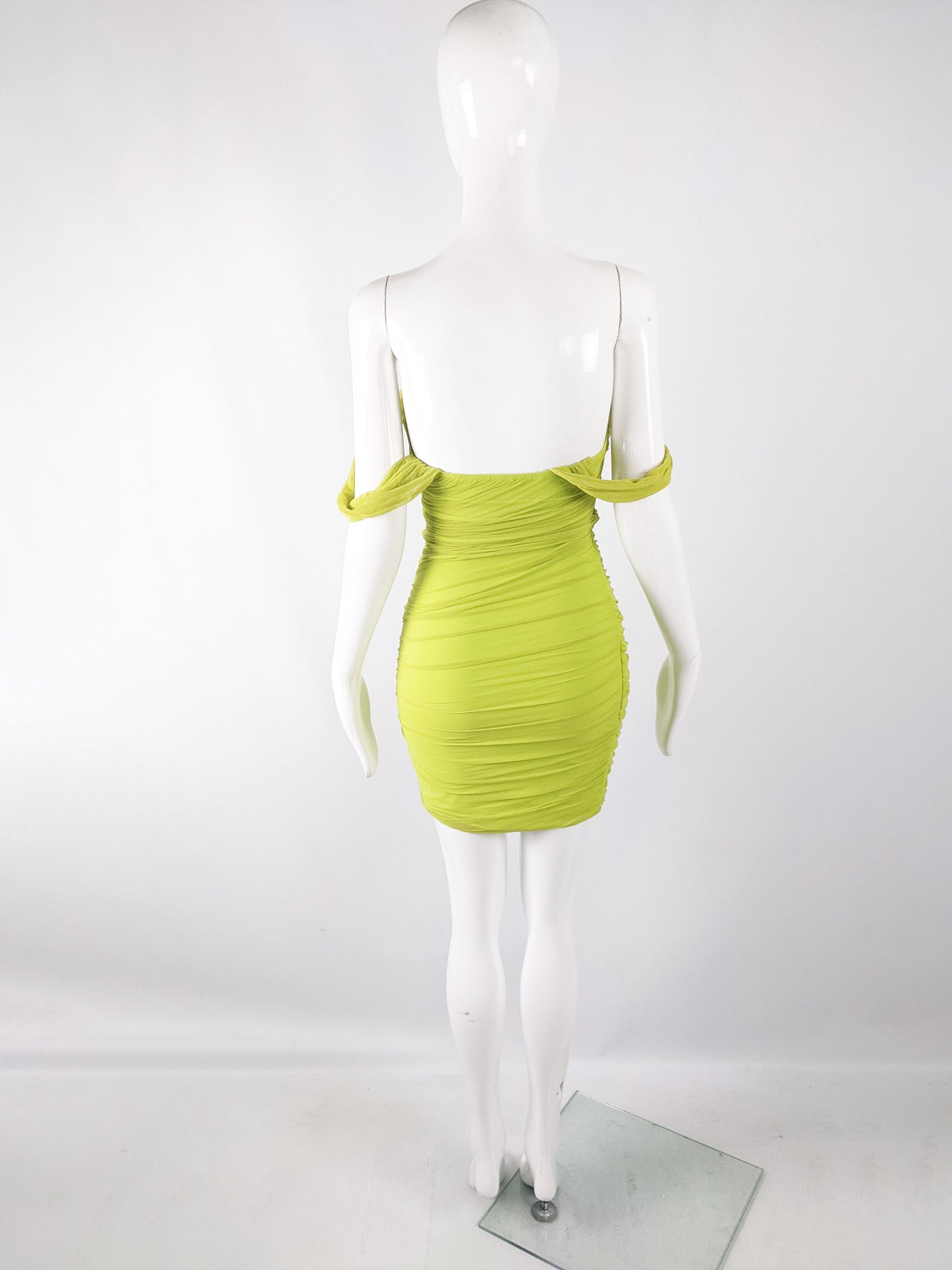 Ritmo di Perla Vintage Green Mesh Bodycon Party Dress, 1980s