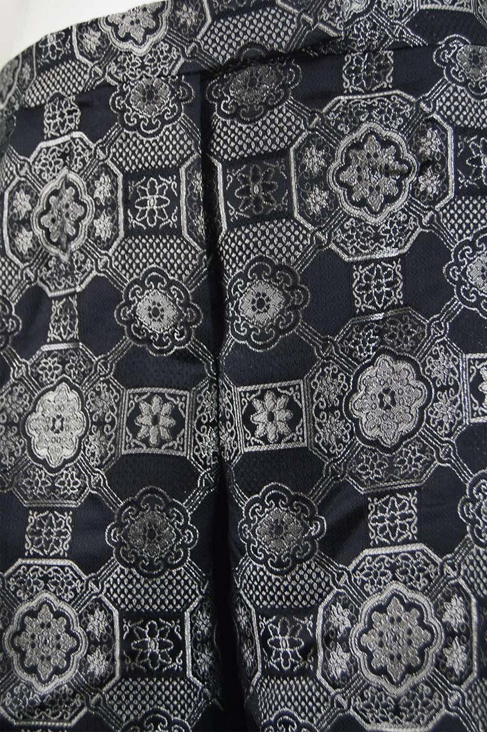 Vintage Womens Black & Silver Brocade Trousers, A/W 2003