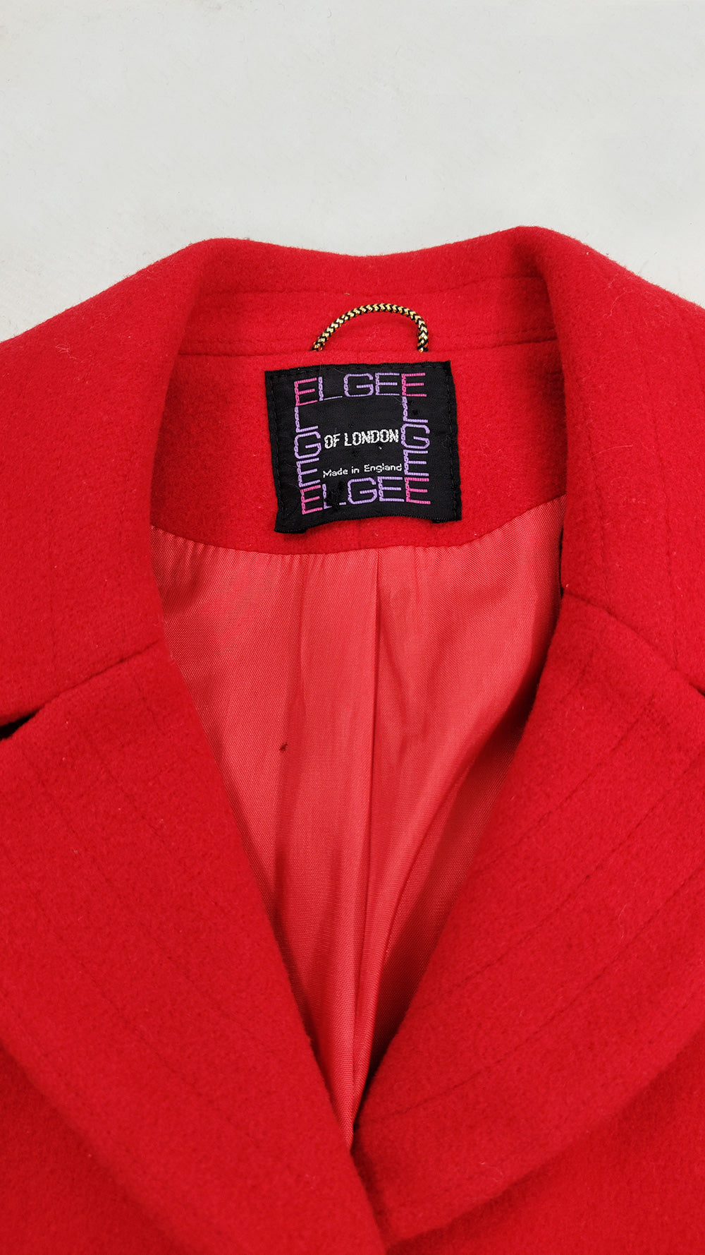 Elgee Vintage 60s Red Pure Wool A Line Mod Coat, 1960s