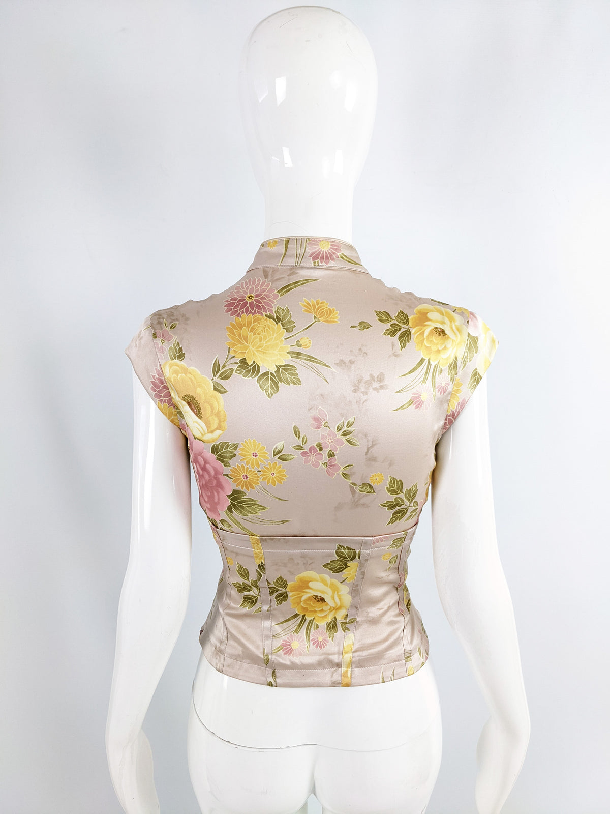 Karen Millen Vintage Y2K Pastel Pink Asian Style Silk Blouse, 2000s
