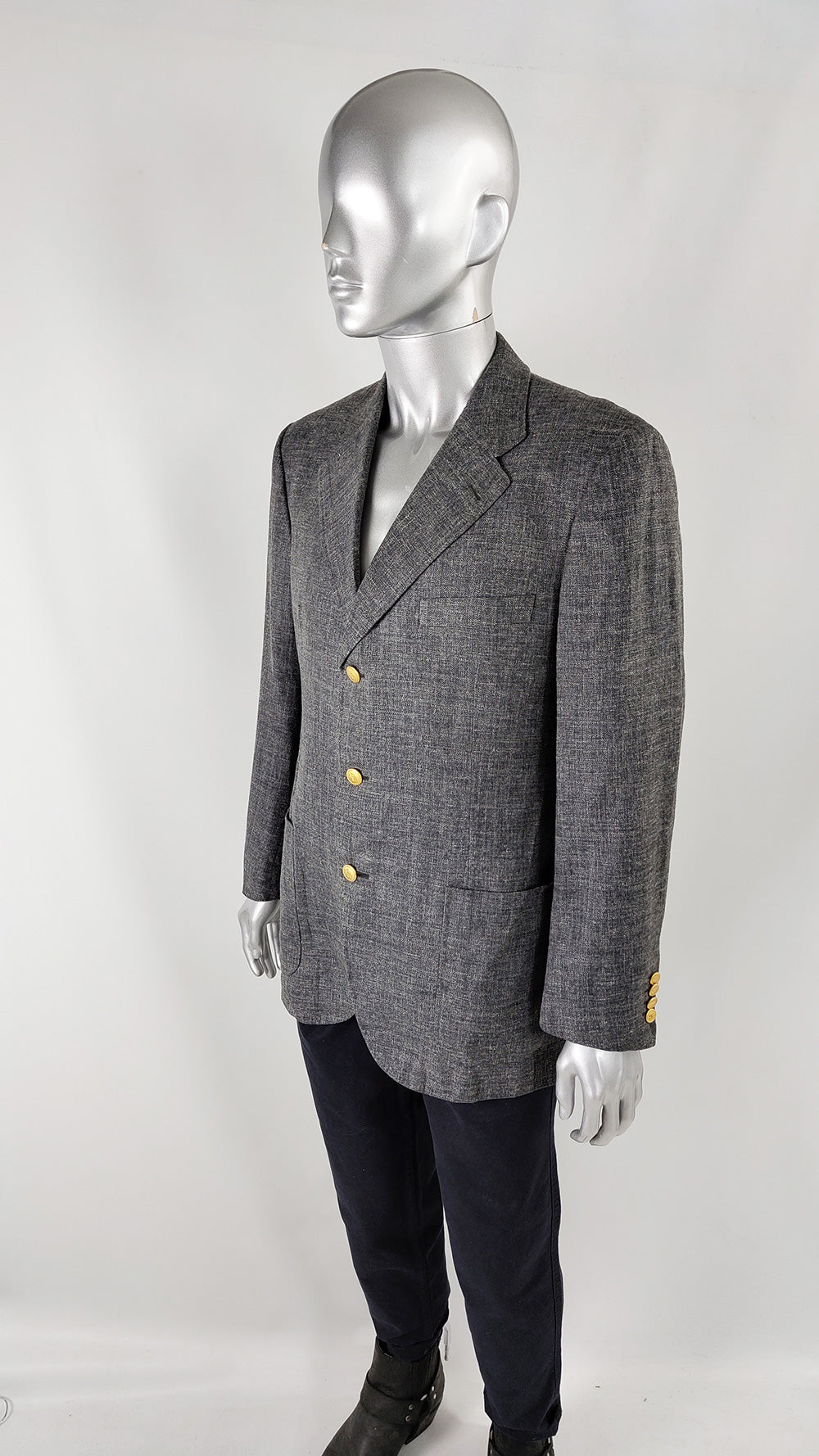 Burberry Vintage Mens Silk, Linen & Wool Blazer, 1980s