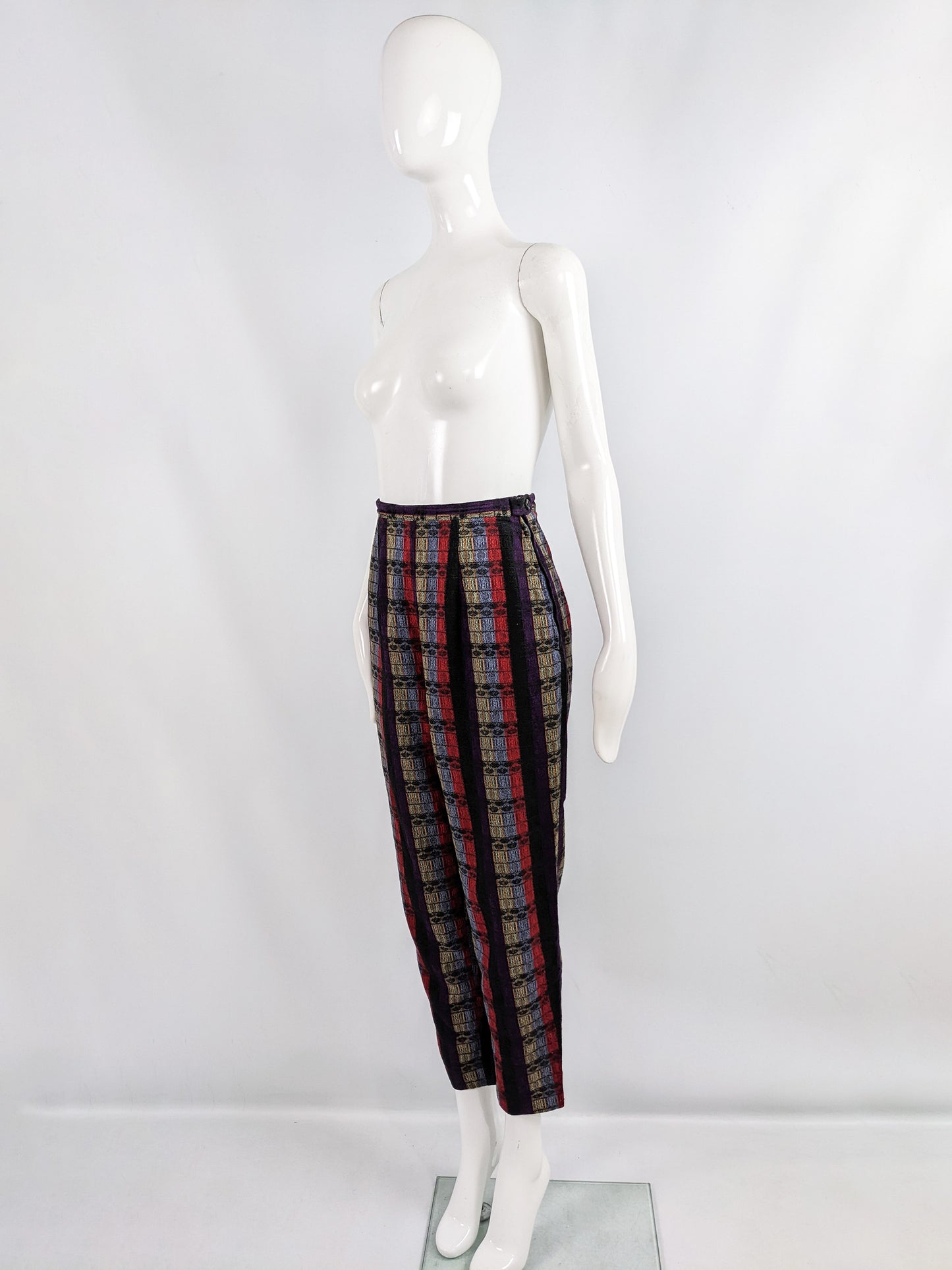 Shire Tex Vintage Multicoloured Woven Cotton High Waist Trousers, 1960s