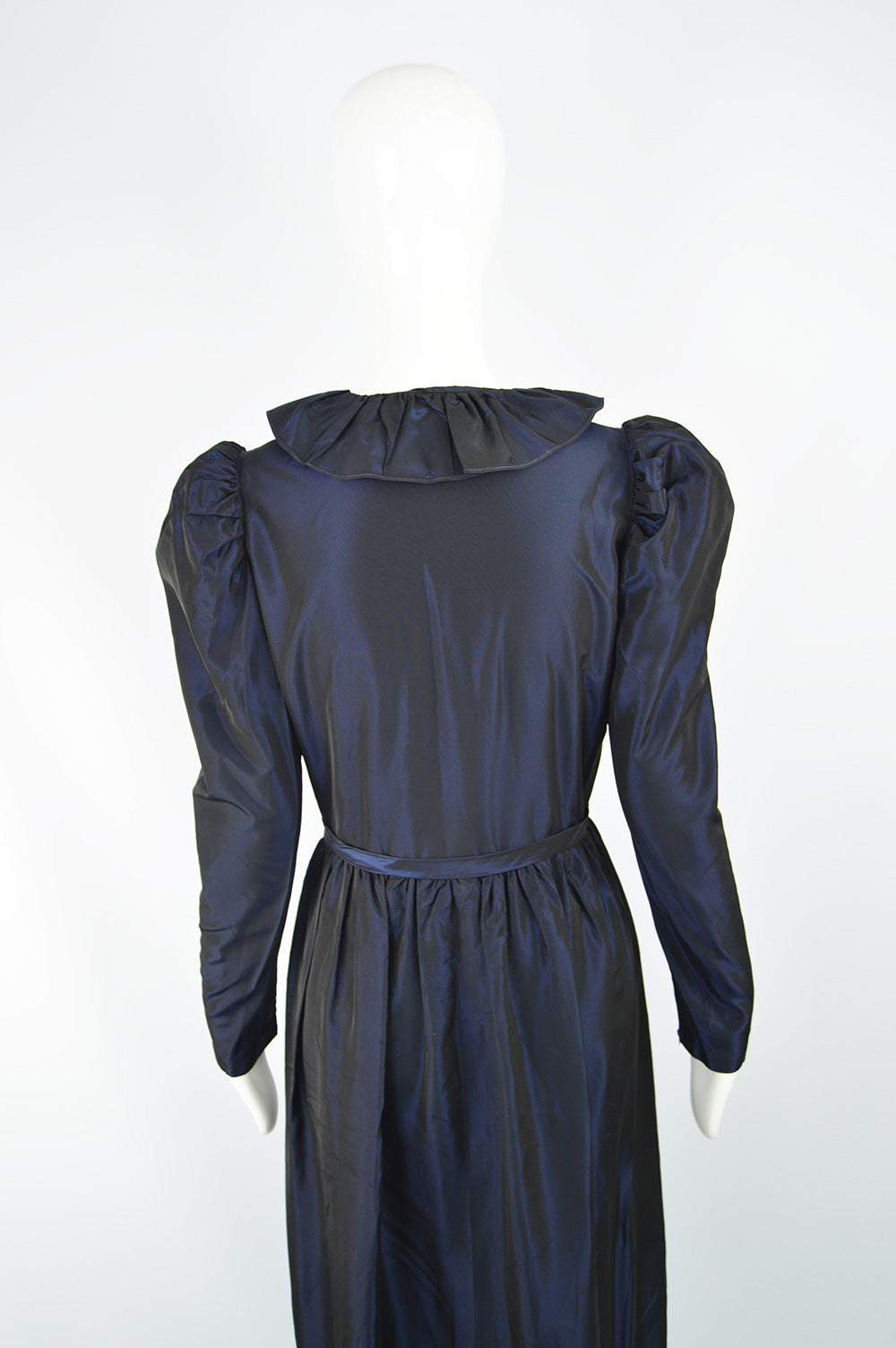 Vintage Women's Iridescent Blue Taffeta Gown, 1970s