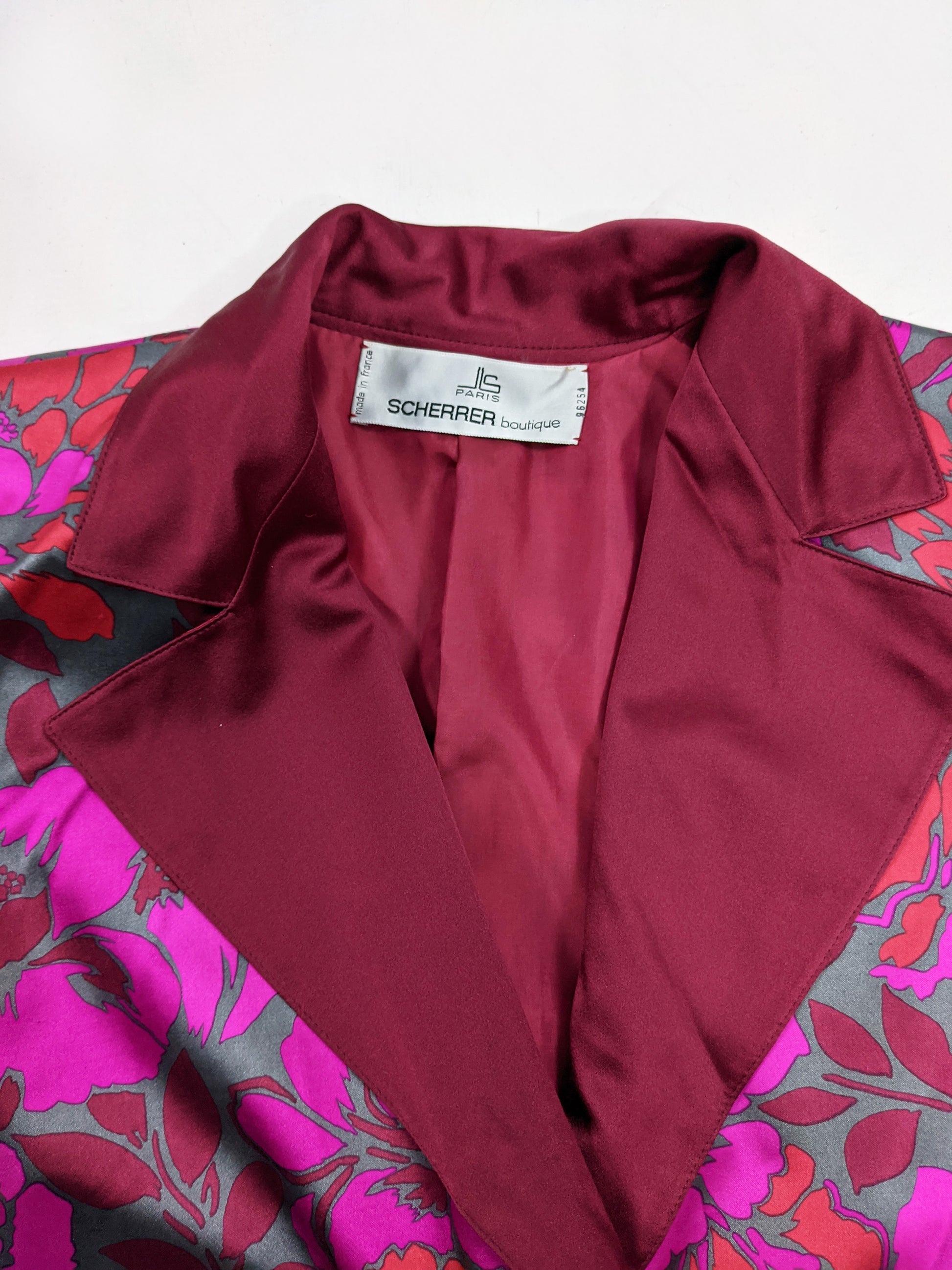 1980s Fuchsia Louis Peplum Zeus Womens – Jean Vintage Silk Scherrer Jacket, Vintage