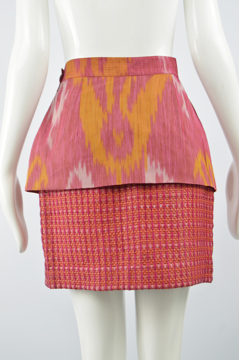 Silk & Woven Leather Vintage Pencil Skirt, 1980s