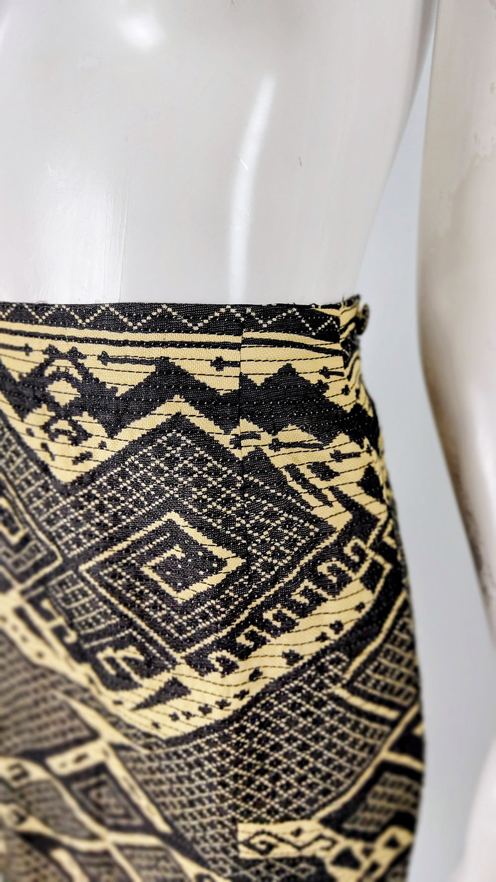 Gianfranco Ferre Vintage 80s Woven Silk Tribal Skirt, 1980s