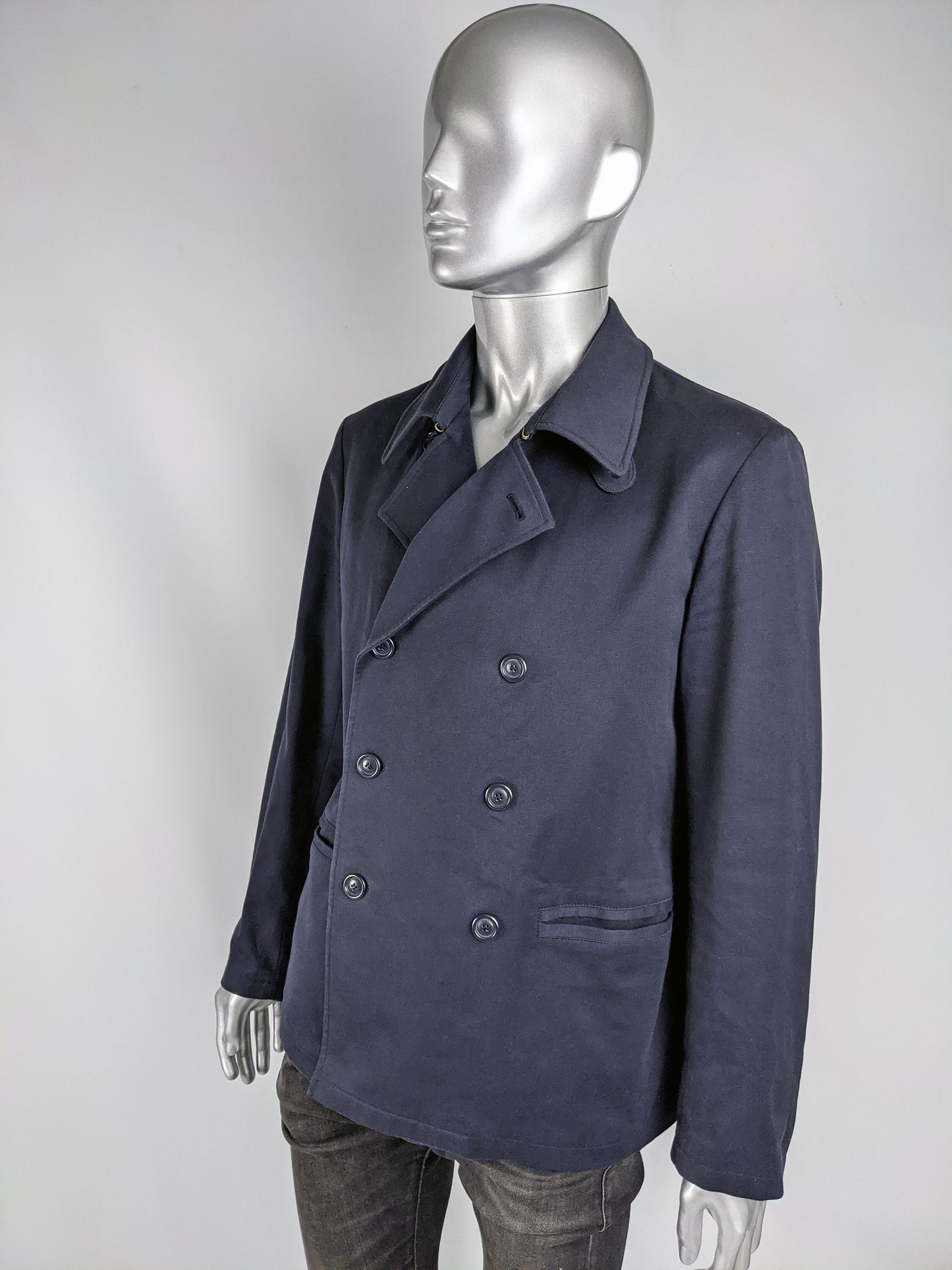 Vintage Mens Cotton Pea Coat, 1990s