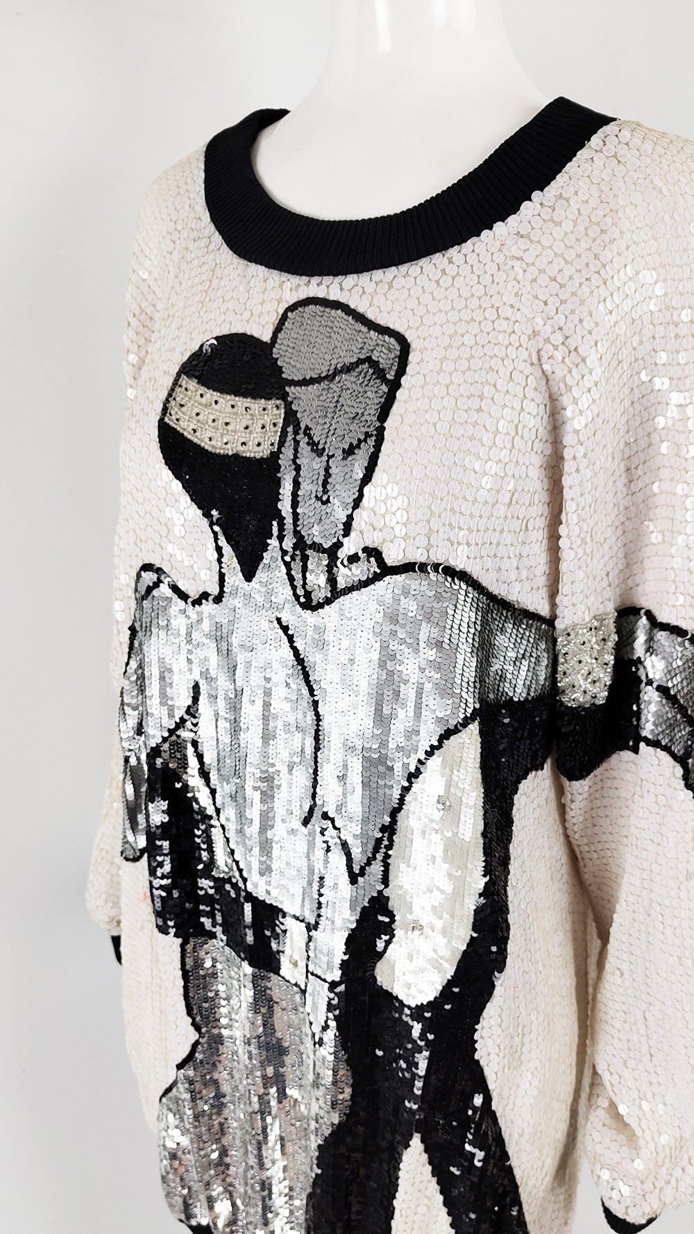 Frank Usher Vintage Sequin Beaded Dress Tunic Top, 1980s