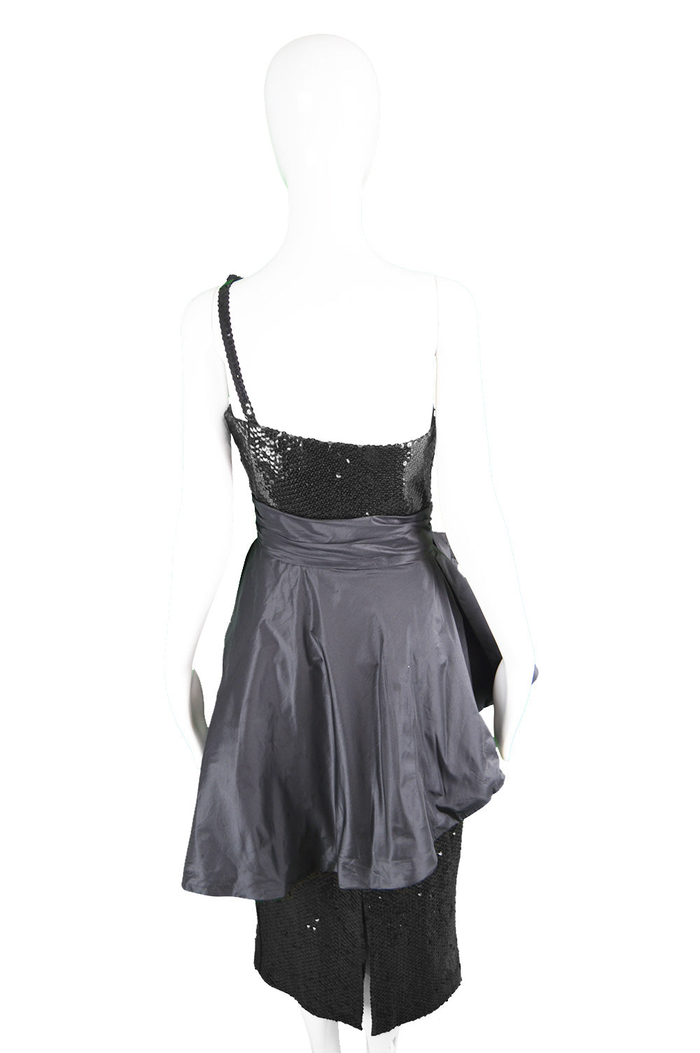 Vintage Sequinned Taffeta Asymmetrical Evening Gown, 1980s