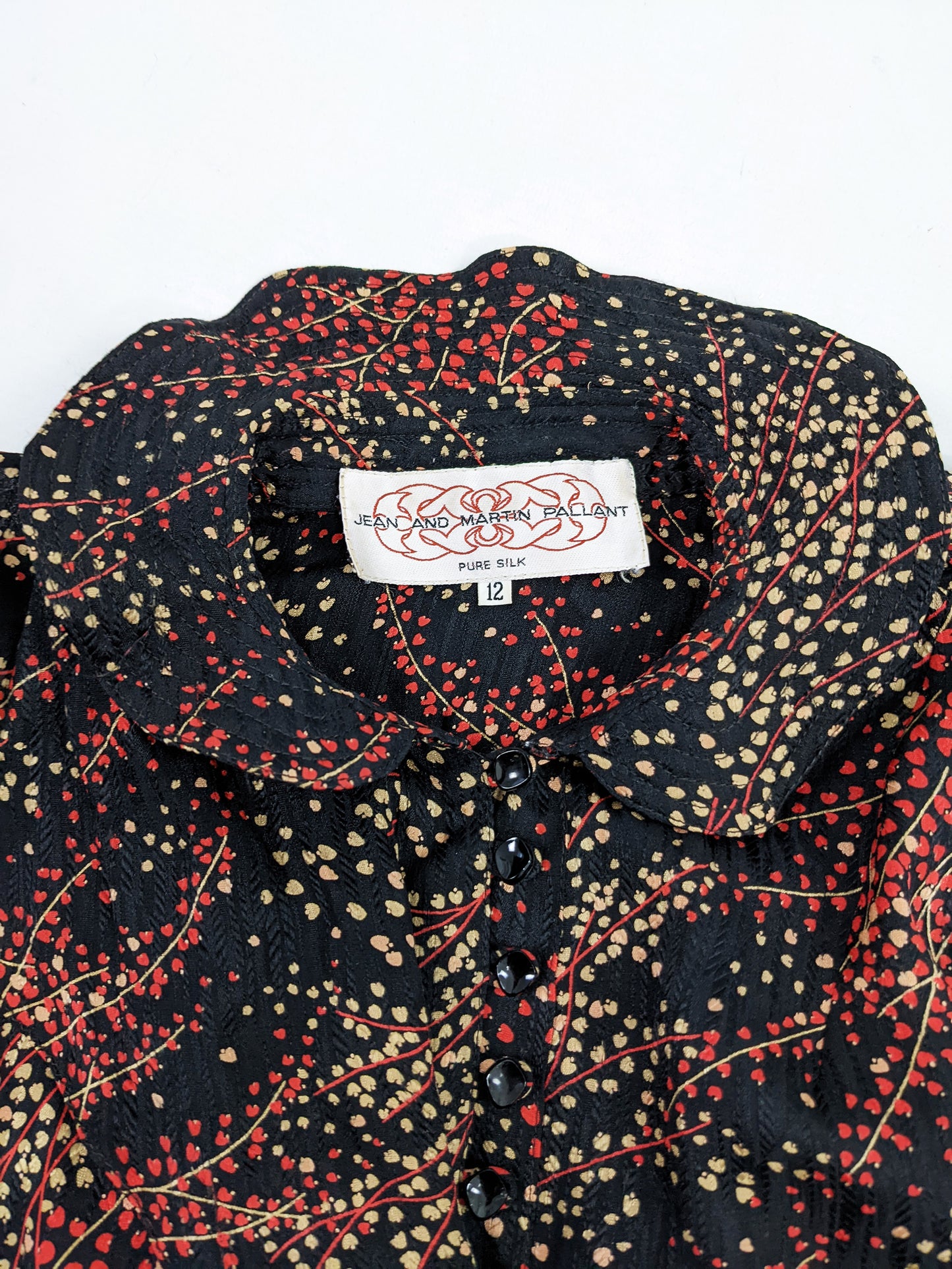 Jean & Martin Pallant Red & Black Silk Blouson Dress, 1980s