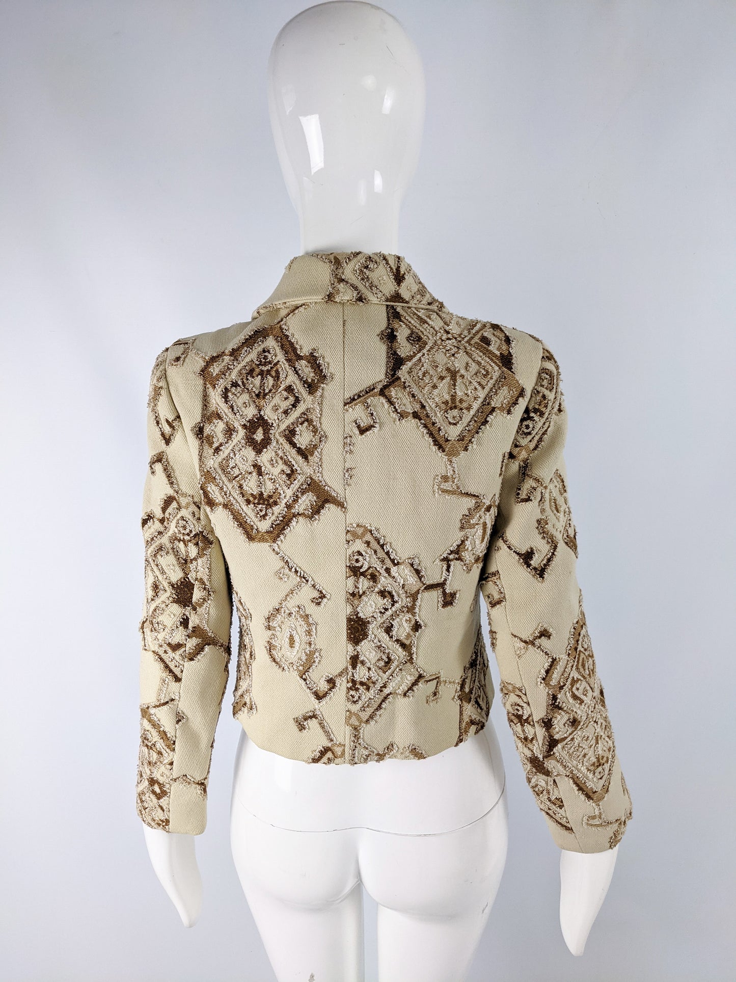 Carven Vintage Cream Wool Brocade Tapestry Jacket, 1960s