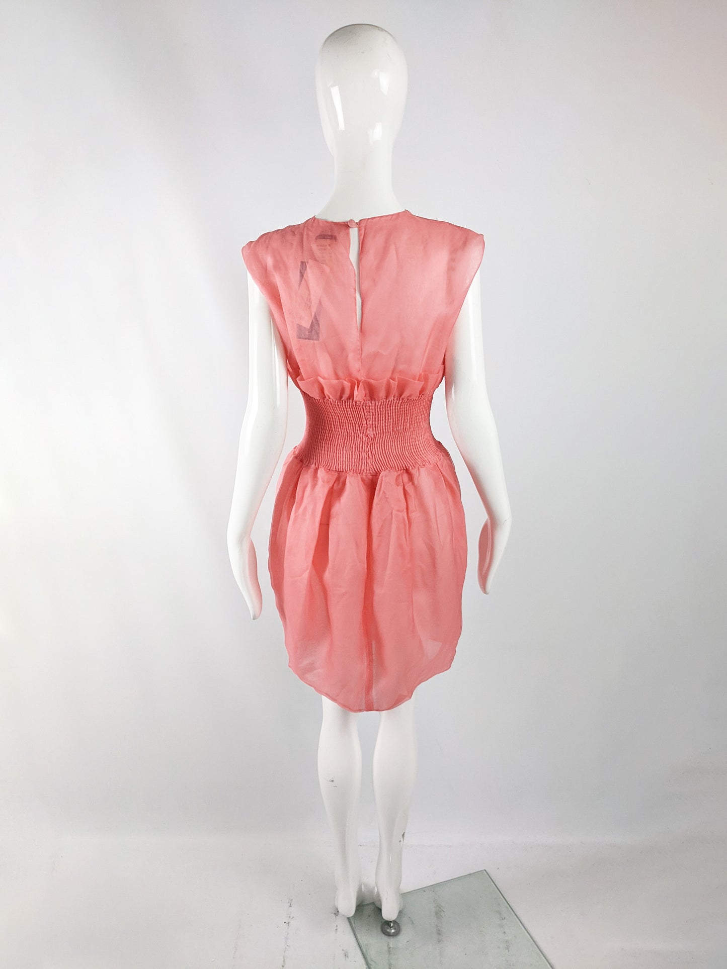 Emporio Armani Vintage Sheer Pink Organza Dress, 1980s