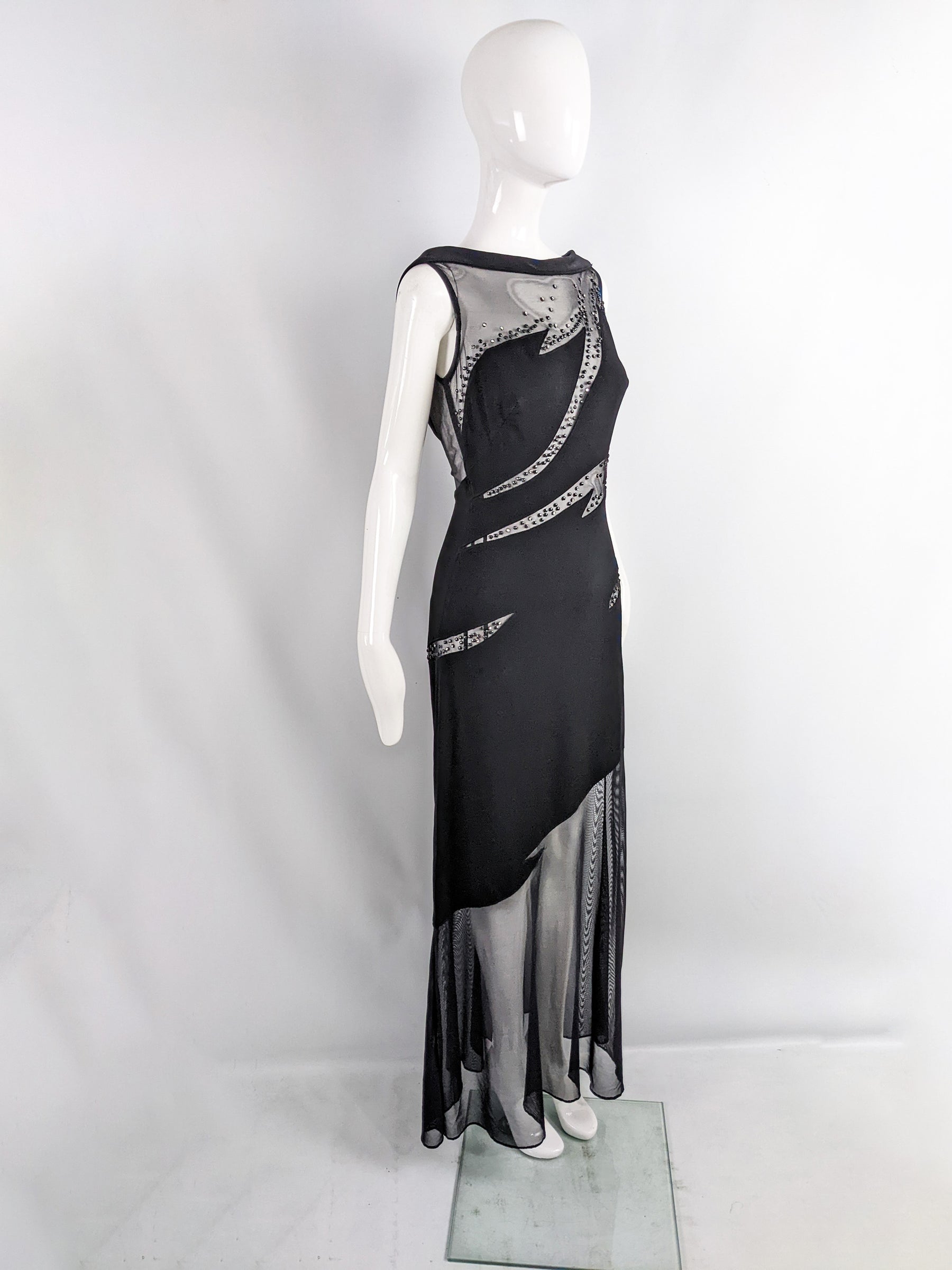 Tadashi Shoji Vintage Slashed Cut Out Evening Dress, 1990s