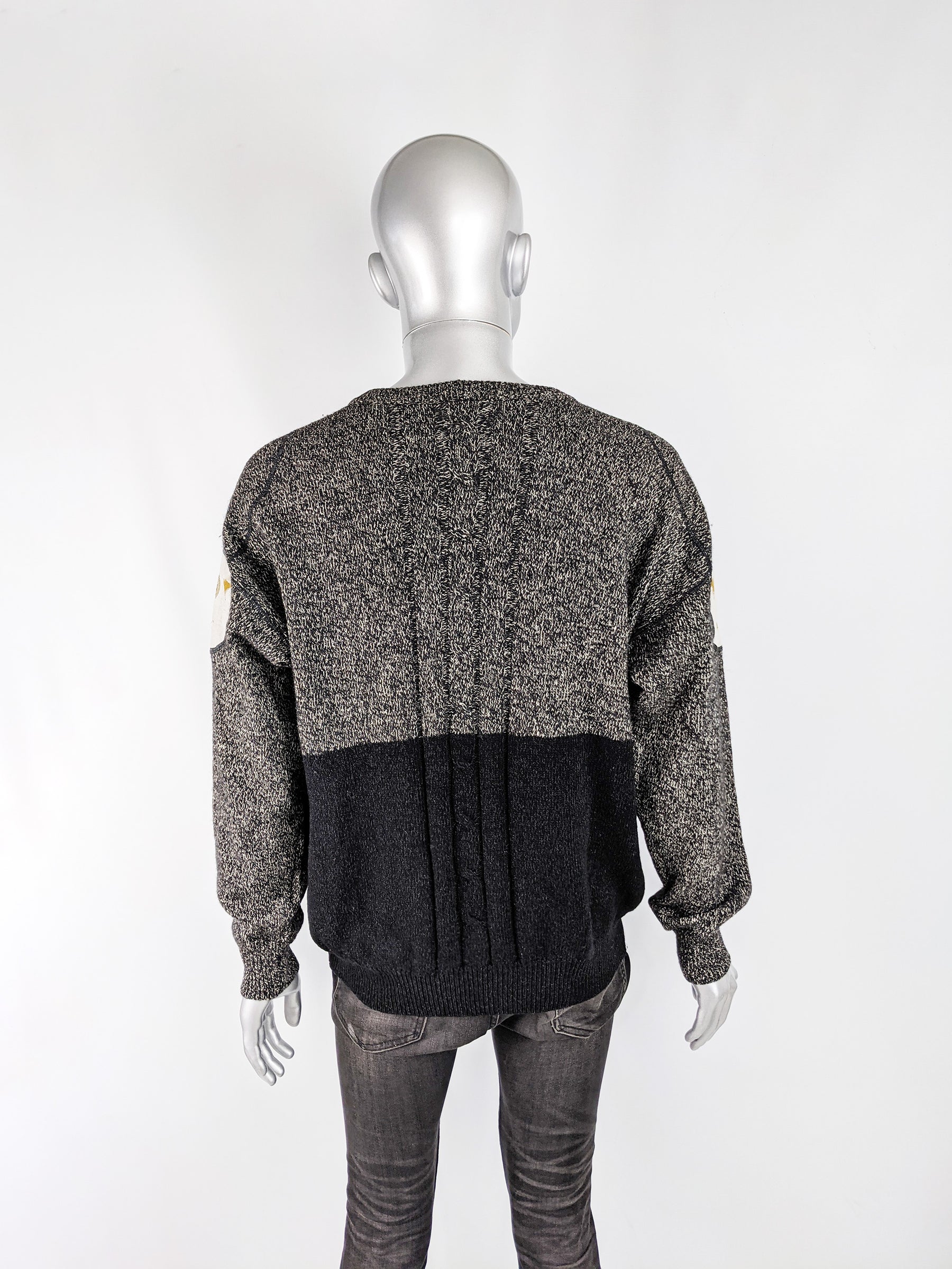 Iceberg Vintage Mens Grey & Blue Marl Pullover Jumper, 1990s