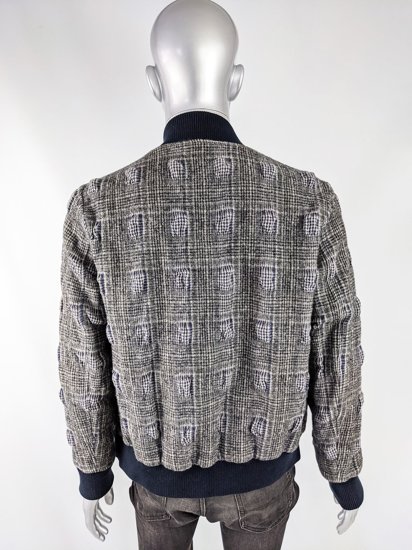Galliano Vintage Mens Textured Tweed Bomber Jacket, 1990s
