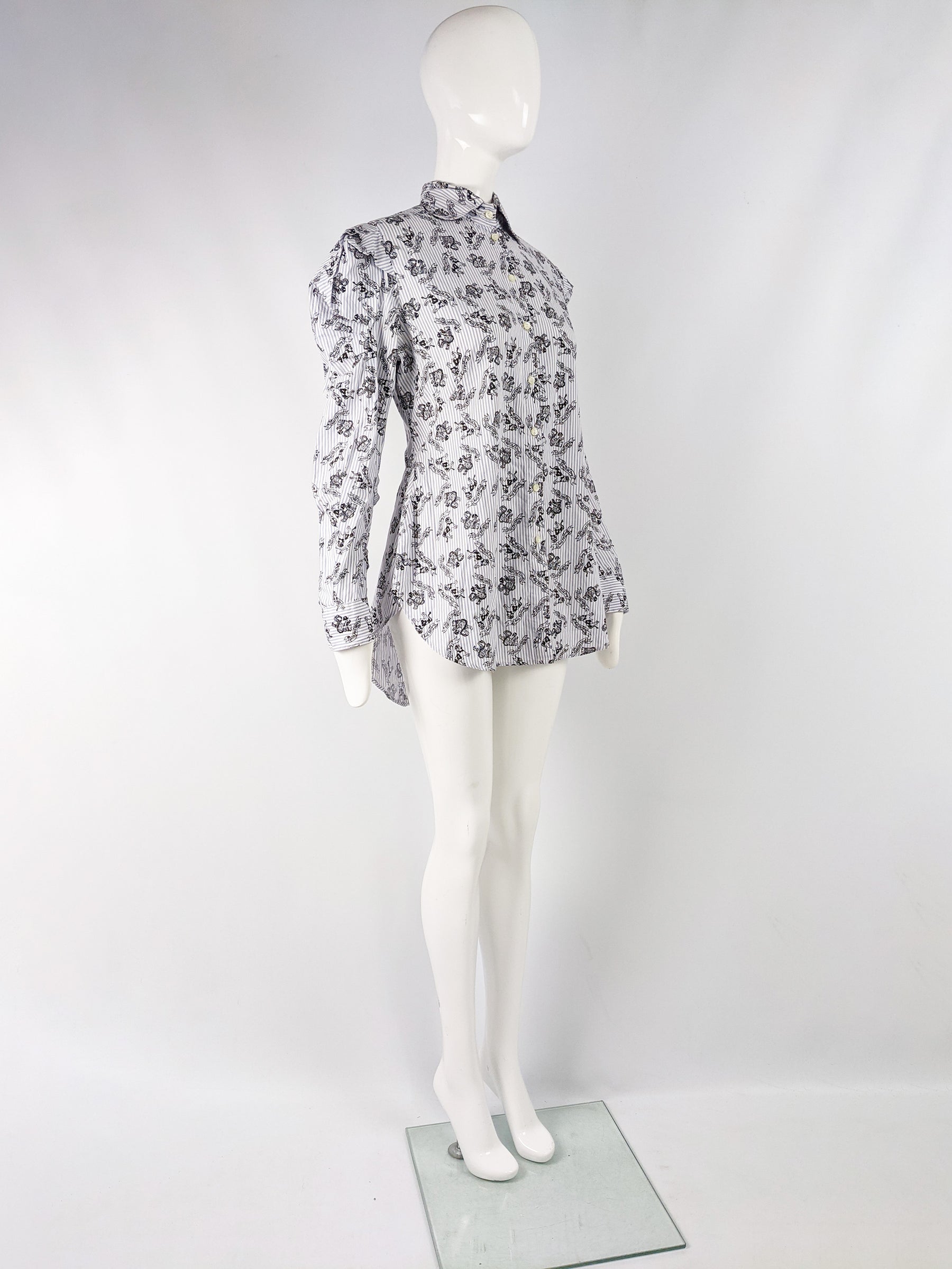 Vintage Architectural Sleeve 'Wall Street' Print Shirt, 1980s