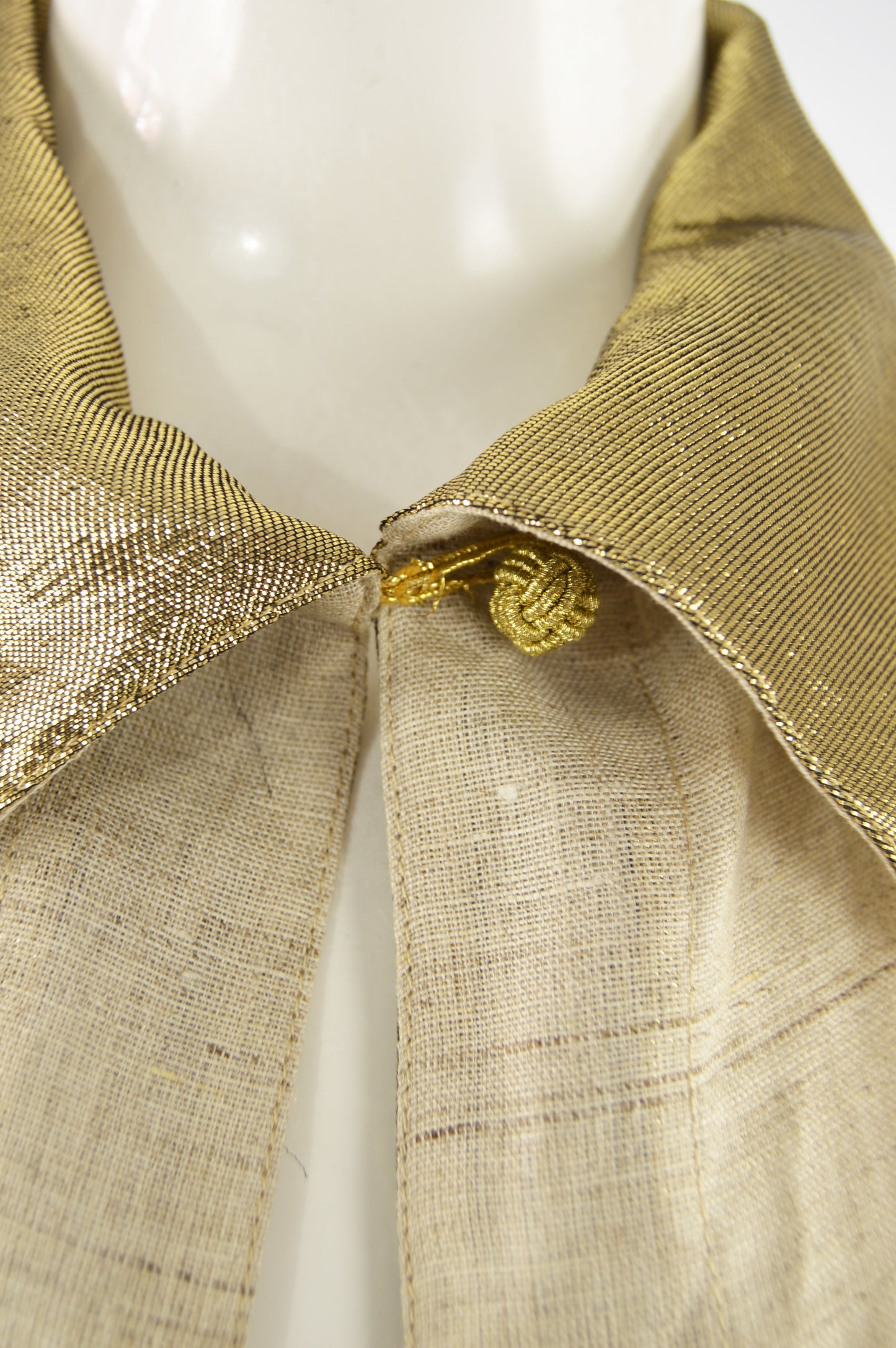Vintage Gold Collar Backless Linen Blouse, 1990s