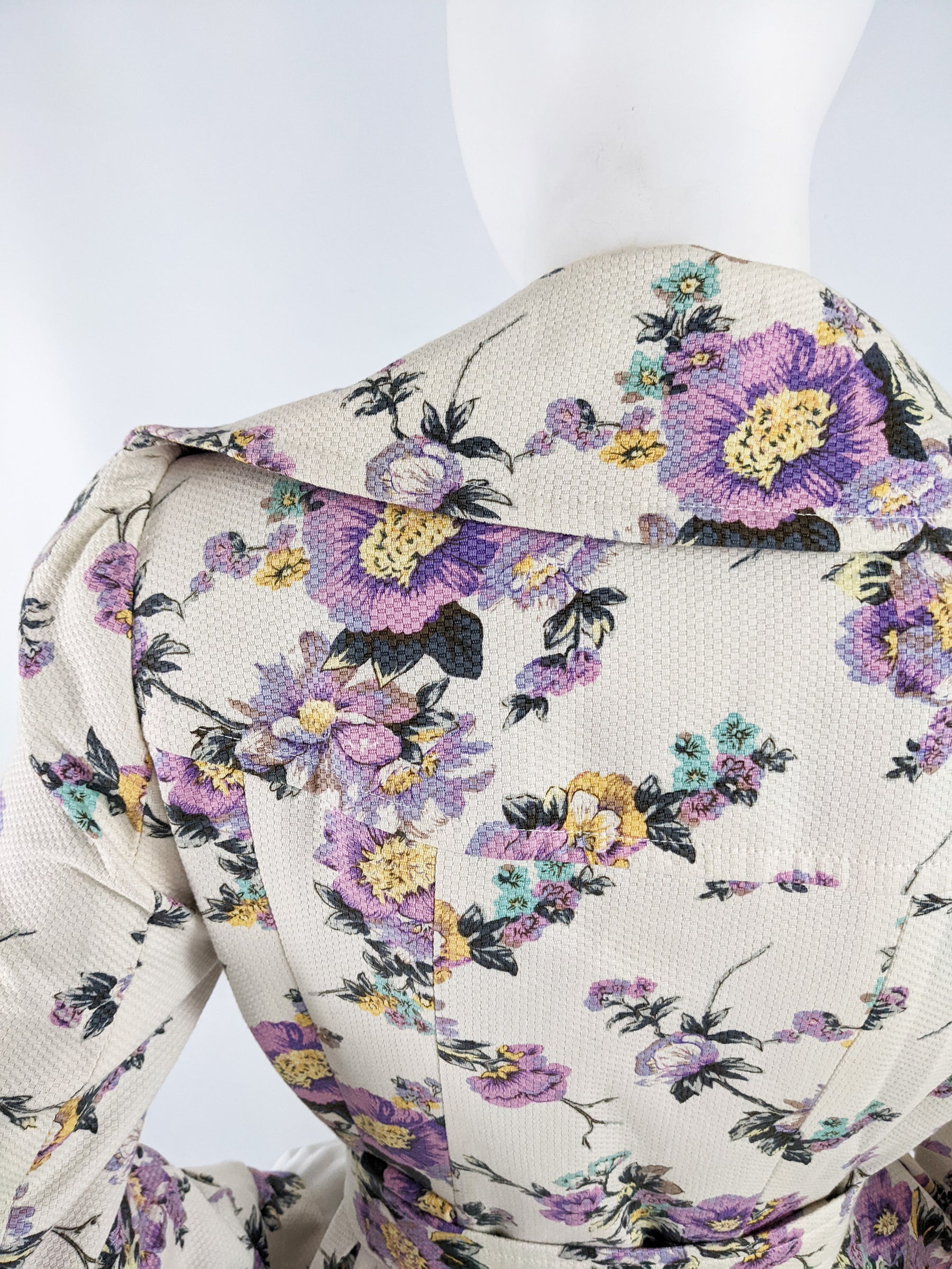Ronit Zilkha Vintage Off White Floral Princess Coat, 2000s