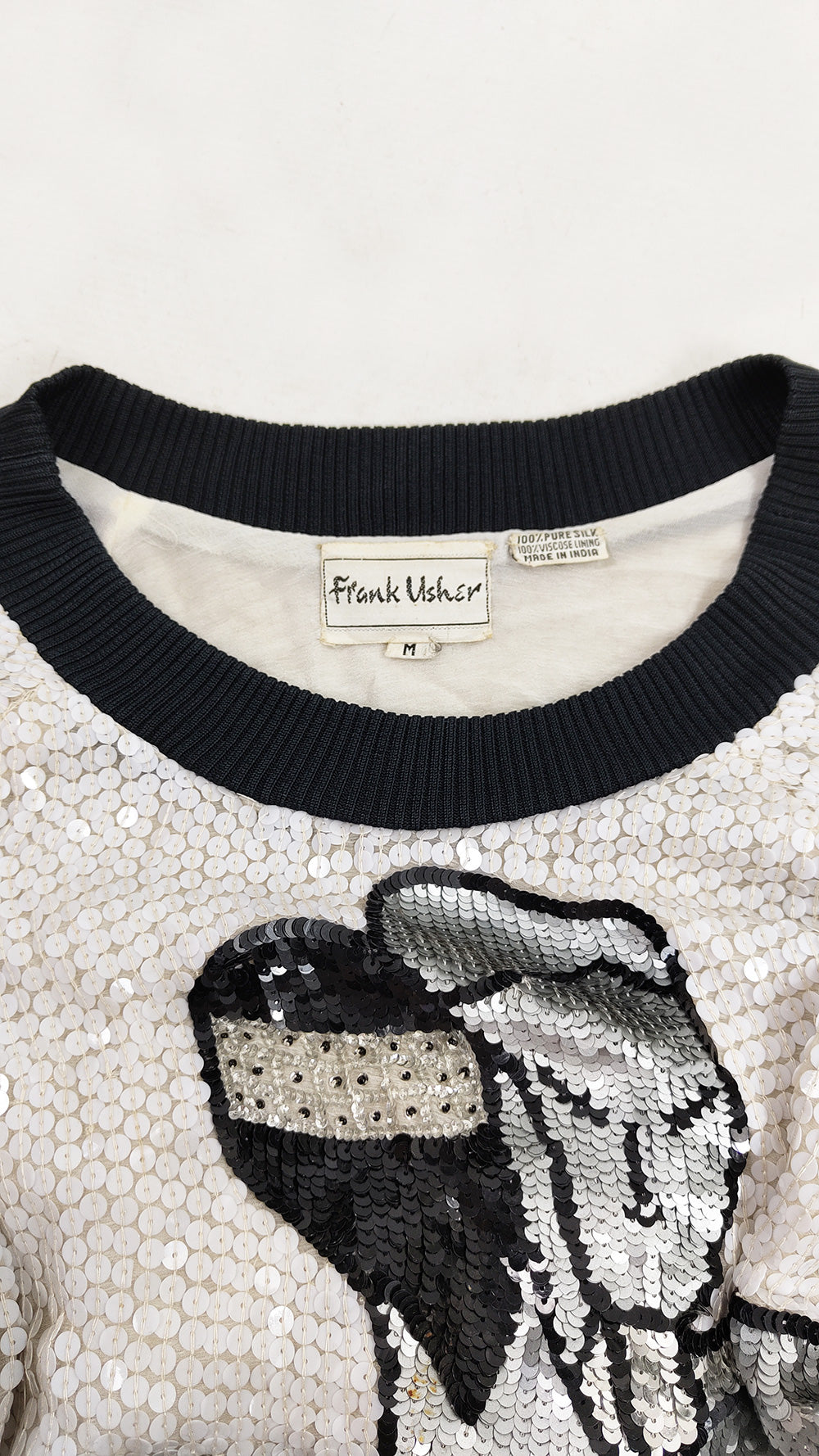 Frank Usher Vintage Sequin Beaded Dress Tunic Top, 1980s