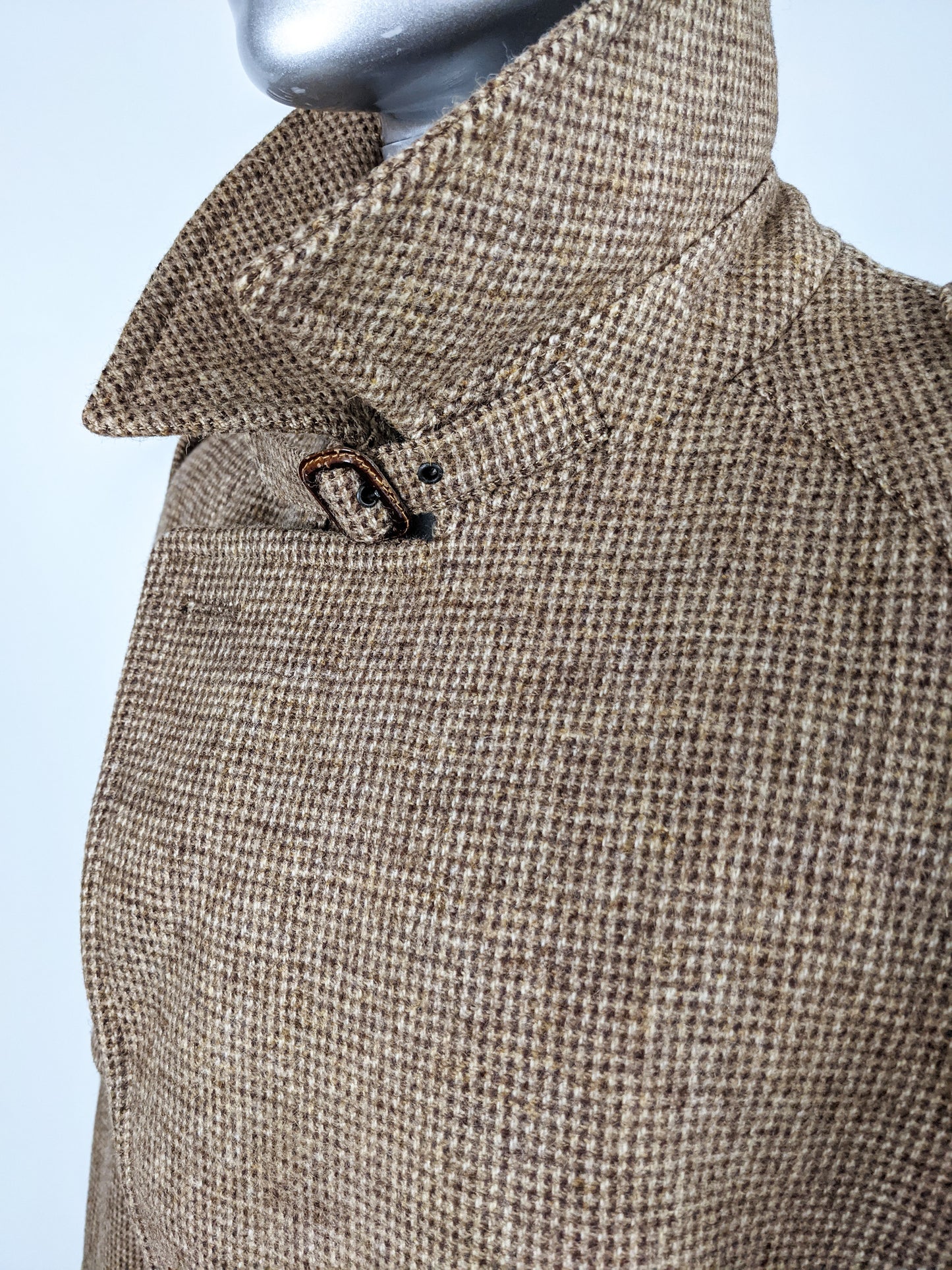 Mens Vintage Double Breasted Brown Tweed Coat, 1970s
