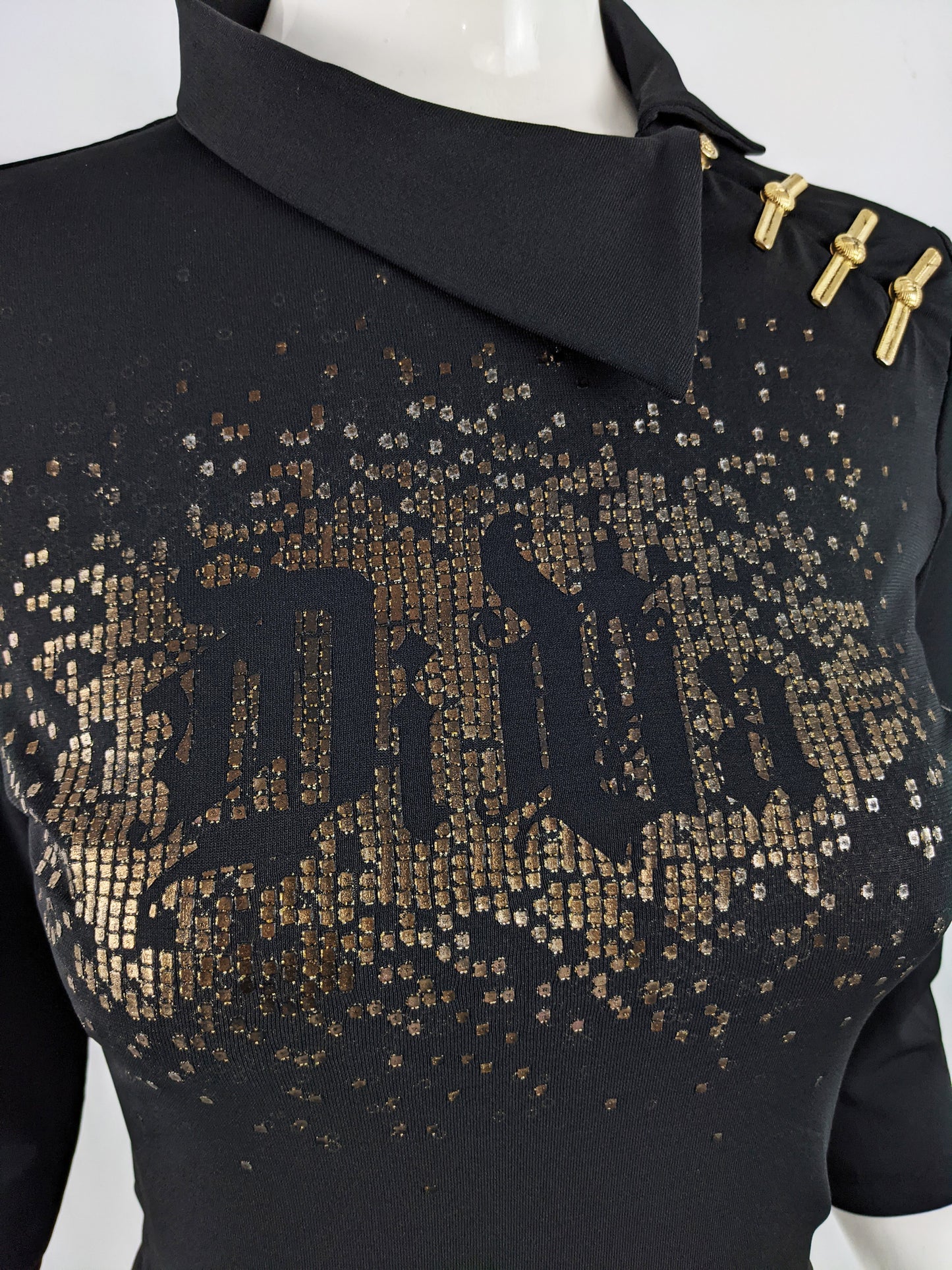 Versace Vintage Black & Gold 'Diva' Shirt, 2000s