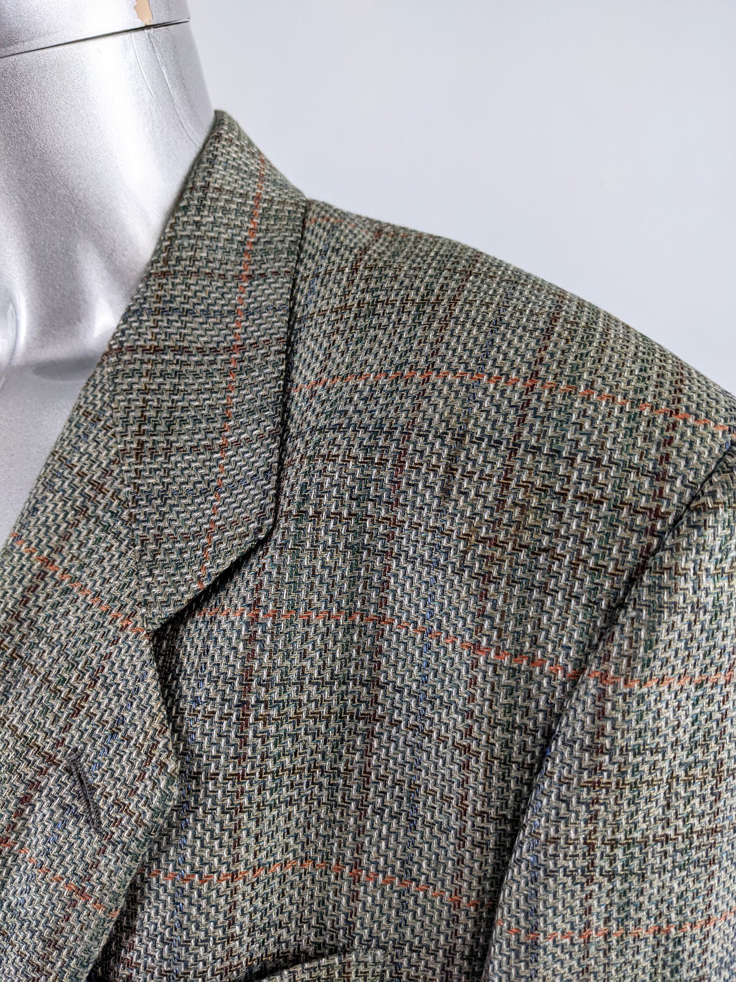 Missoni Vintage Mens Green Linen, Silk & Wool Tweed Blazer, 1980s