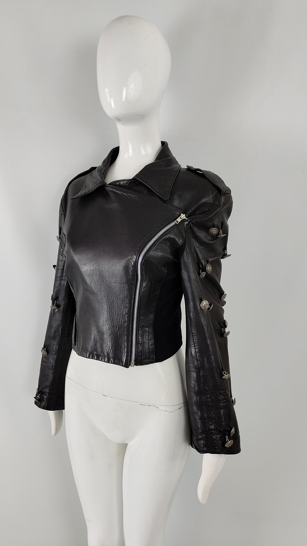 Helen Storey Vintage 80s Womens Black Leather Biker Jacket