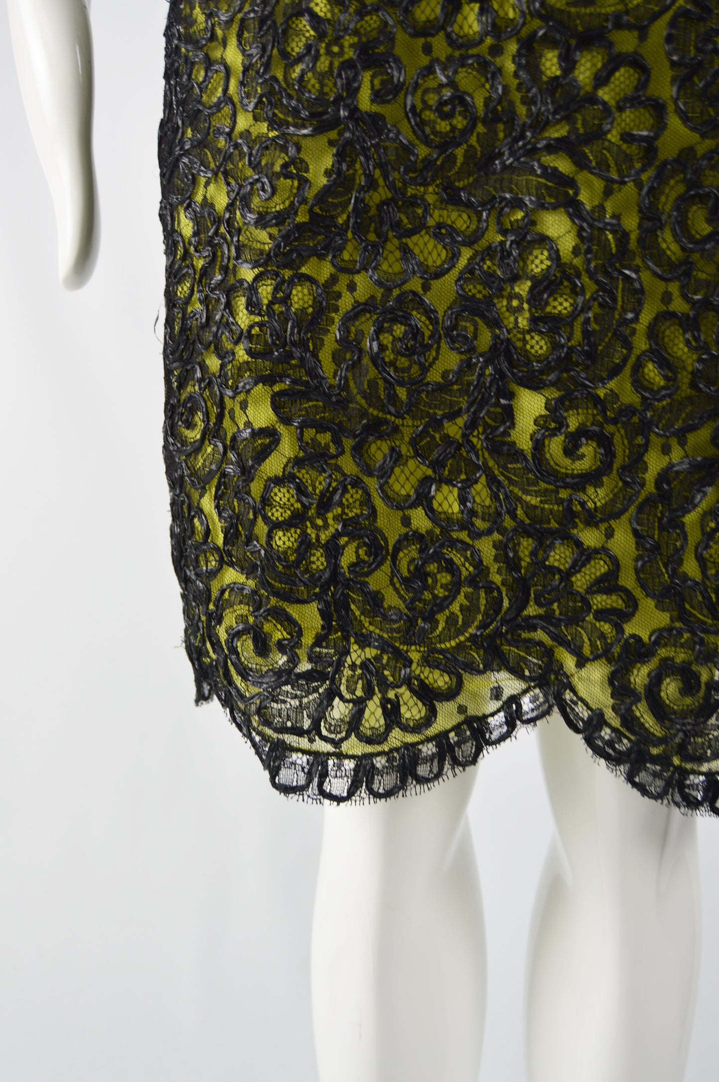 Vintage Lime Green & Black Raffia Skirt, 1990s