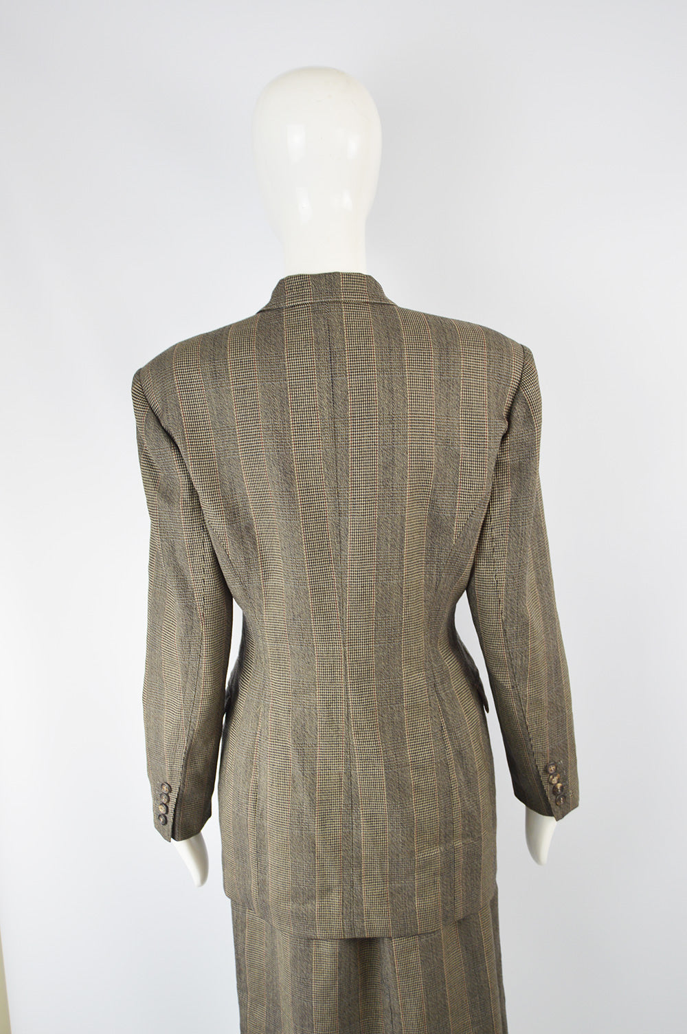 Vintage Womens Stuctured Shoulder Longline Skirt Suit, 1980s