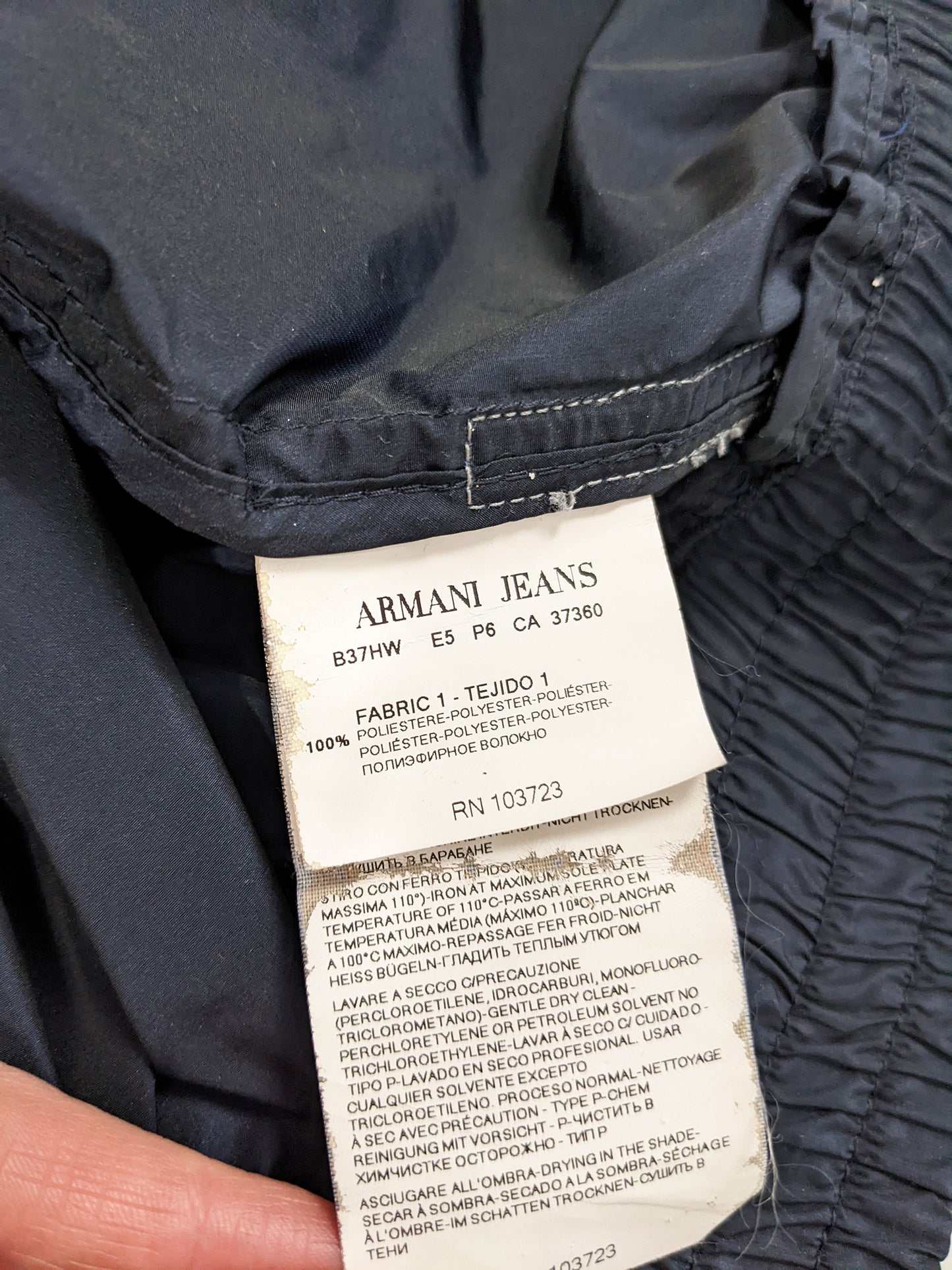 Armani Jeans Vintage Mens Iridescent Blue Bomber Jacket, 1990s