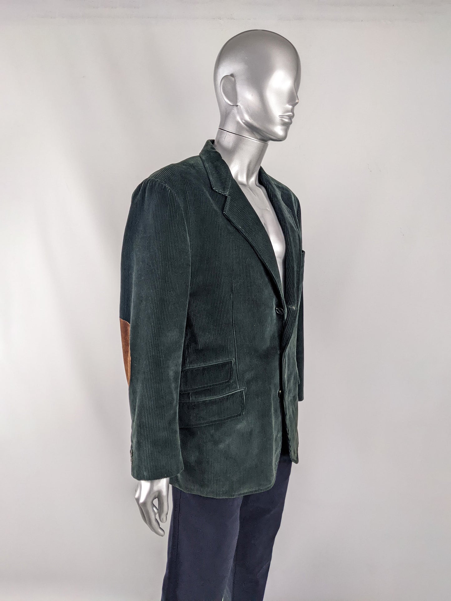 Oliver by Valentino Vintage Mens Teal Corduroy Blazer, 1980s