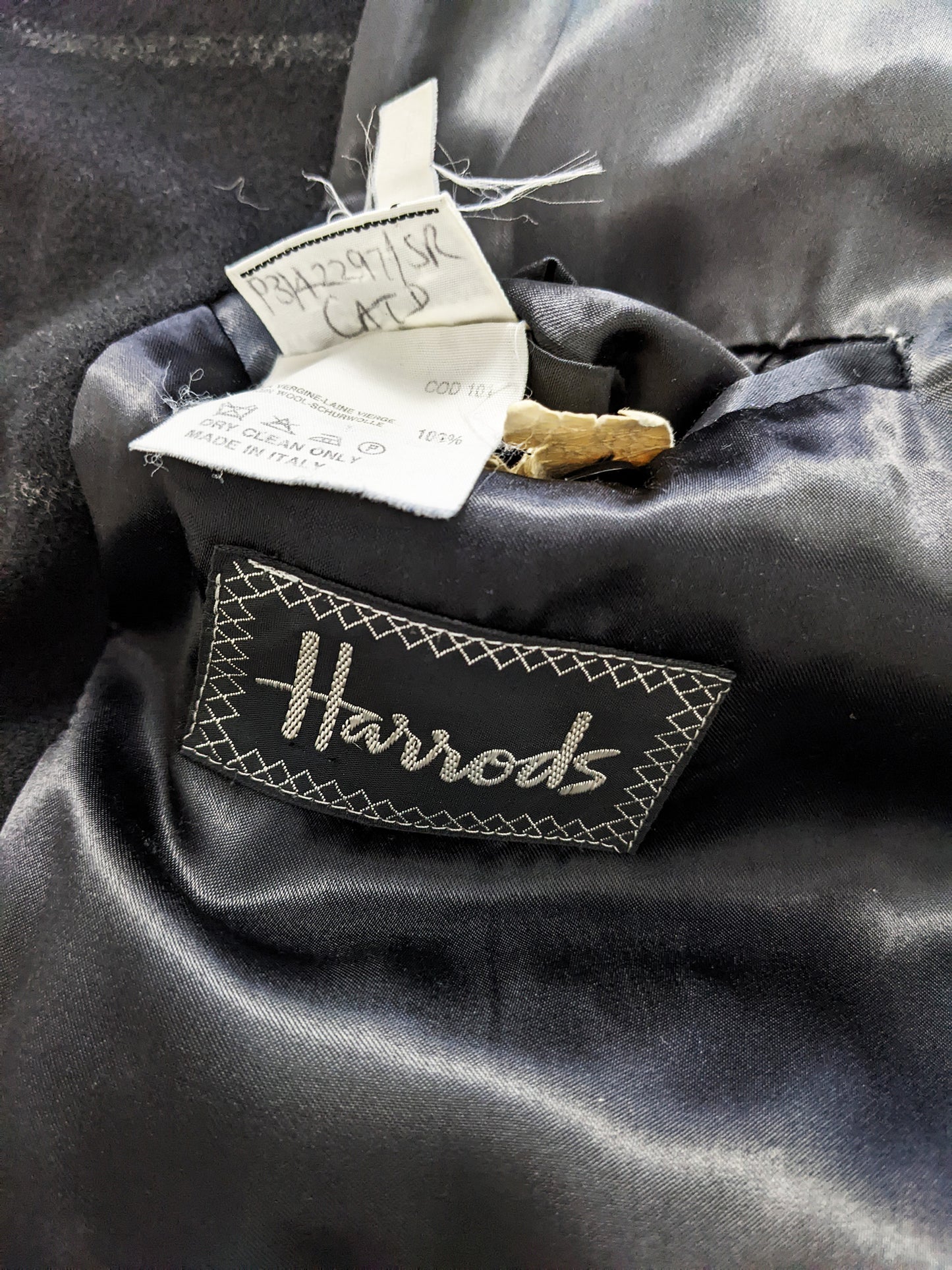 Harrods Vintage Italian Virgin Wool Checked Overcoat, 1980s