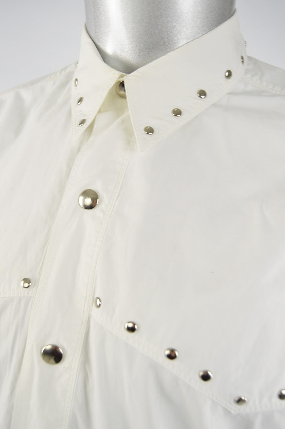 Mens Vintage White Studded Western Style Shirt, 1980s