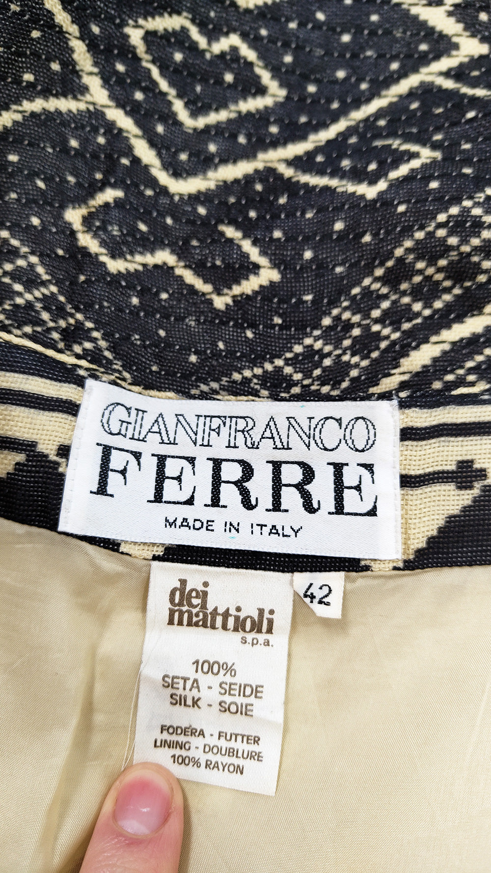 Gianfranco Ferre Vintage 80s Woven Silk Tribal Skirt, 1980s