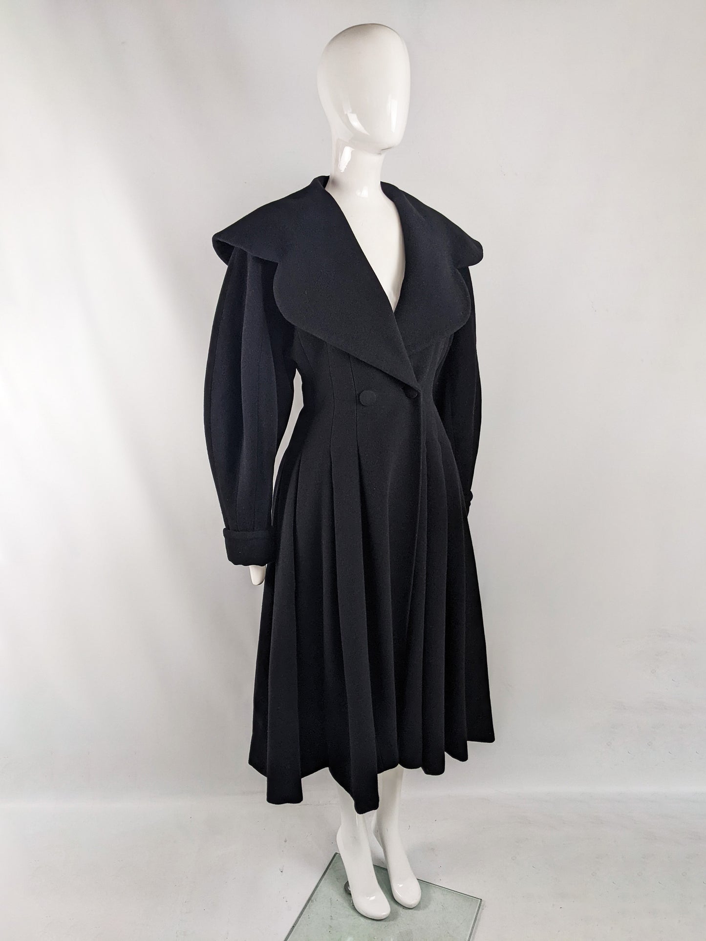 Joseph Vintage Black Pure Wool Victorian Style Riding Coat, 1980s