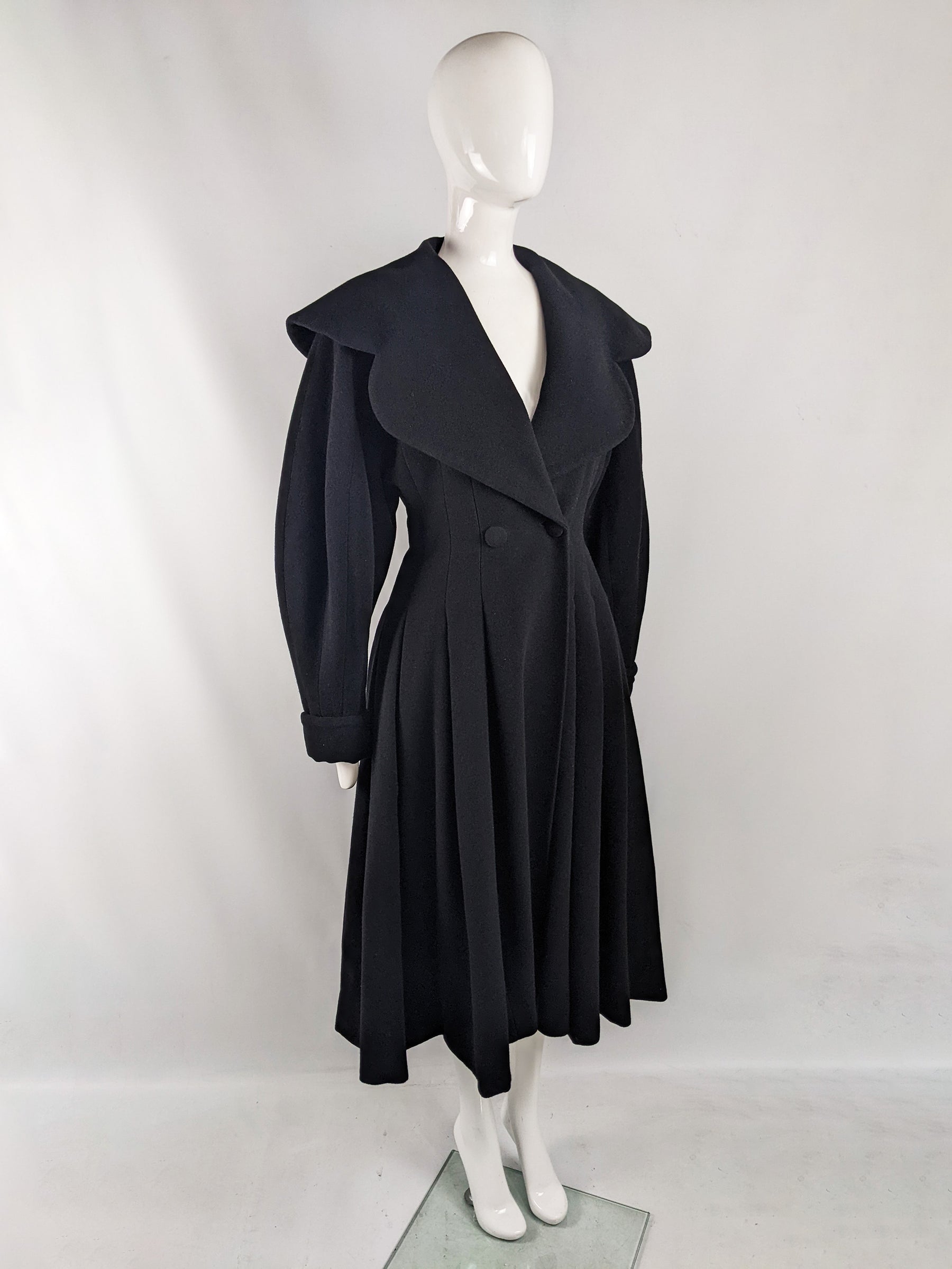 Joseph Vintage Black Pure Wool Victorian Style Riding Coat, 1980s