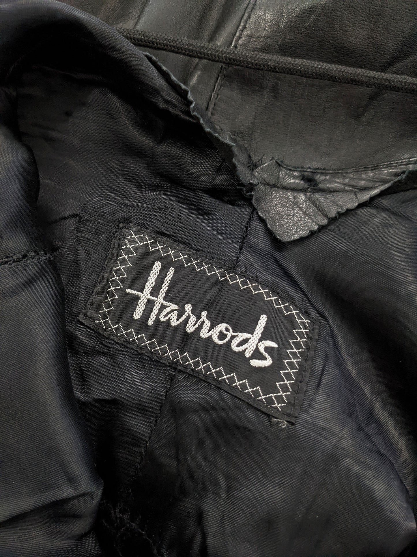Harrods Vintage Real Leather Lace Back Dress, 1980s
