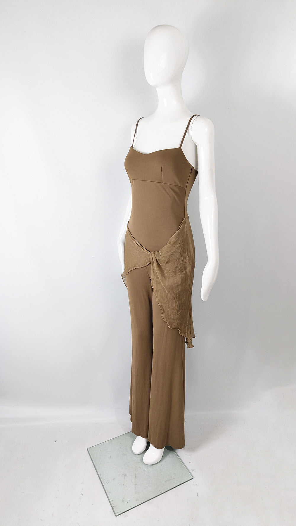 Orna Farho Paris Vintage y2k Beige Wide Leg Jumpsuit
