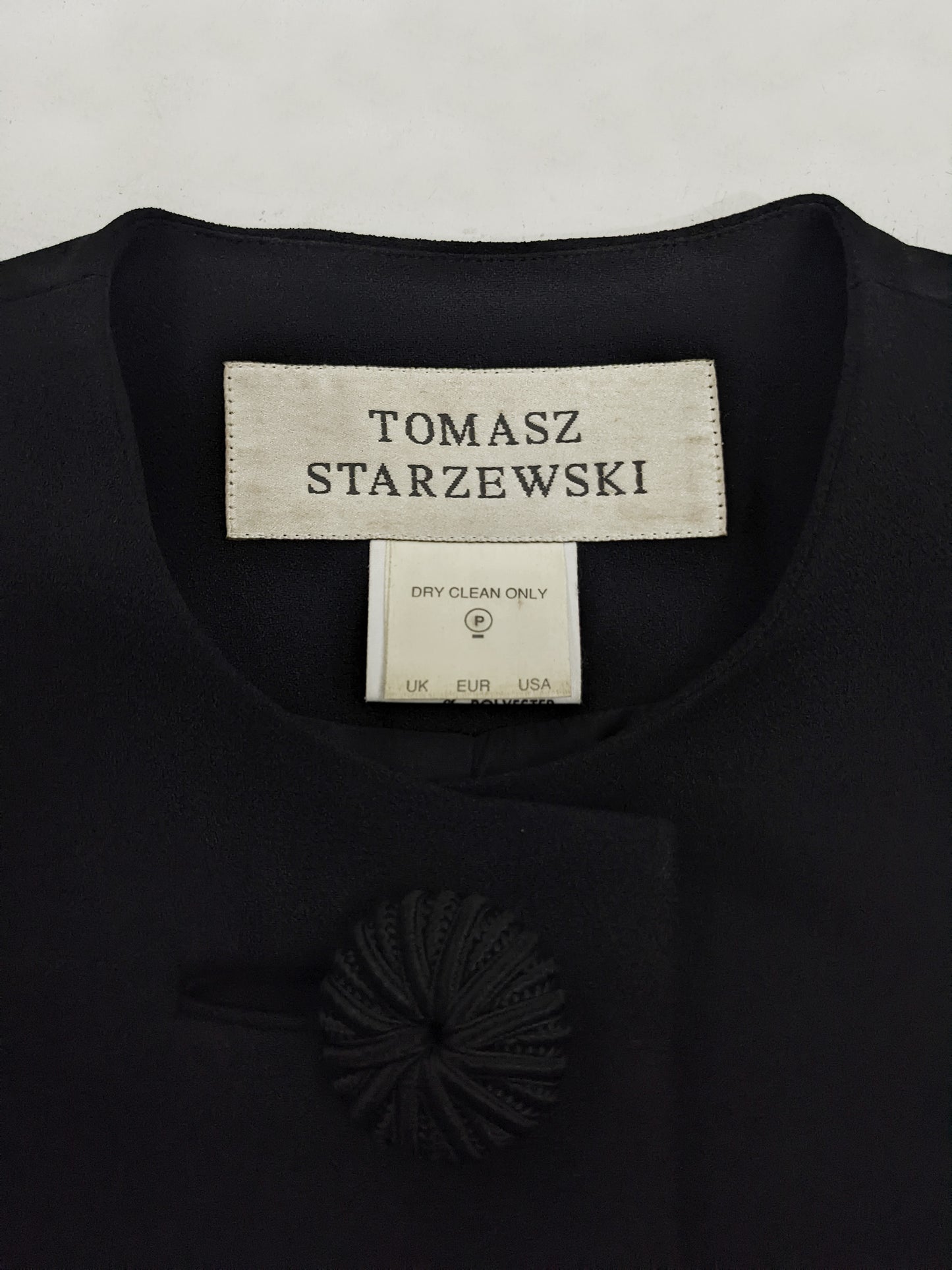 Tomasz Starzewski Vintage Black Crepe Embroidered Jacket, 1980s