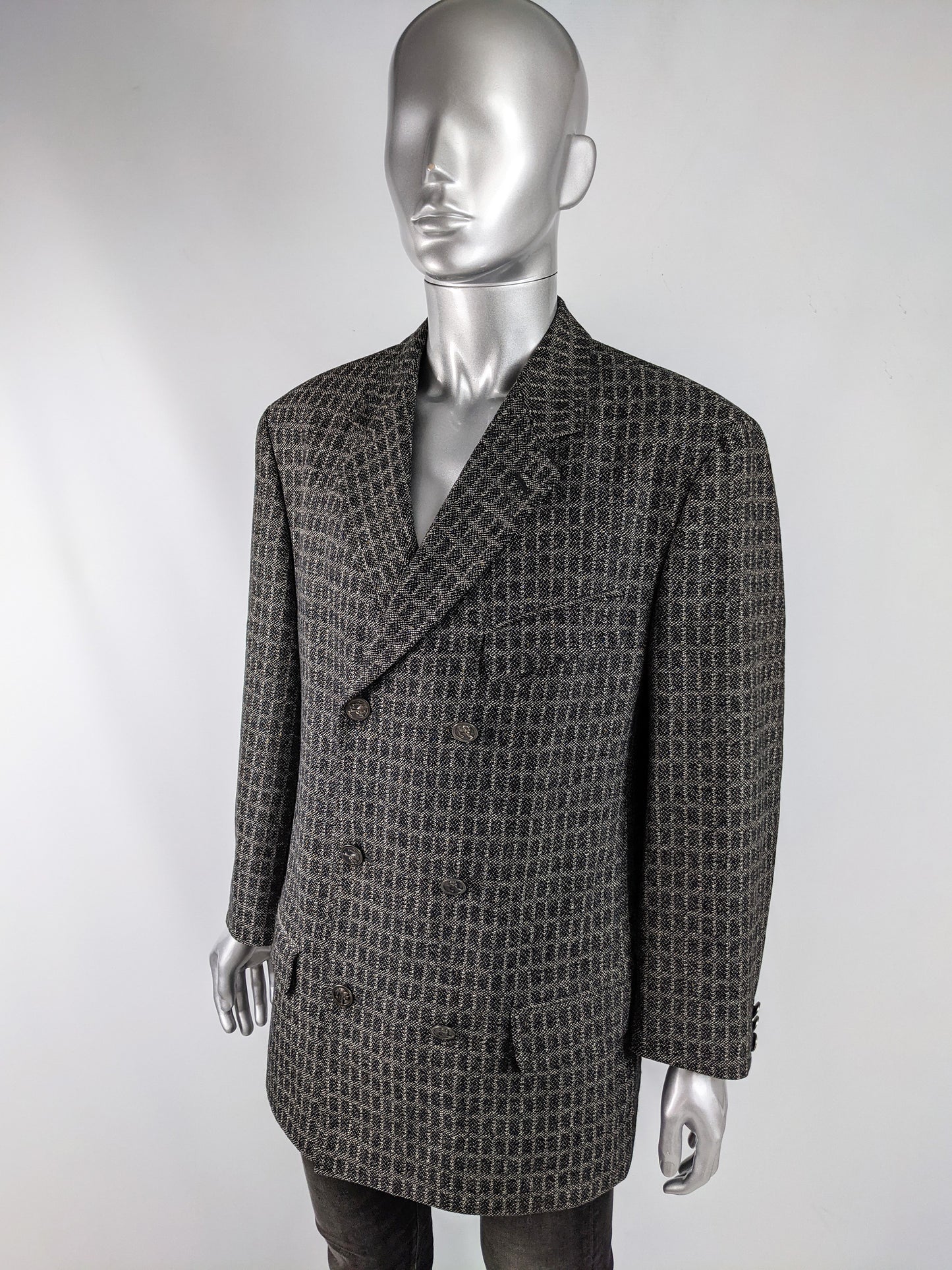 Gianni Versace Versus Vintage Grey Wool & Mohair Jacket, 1990s