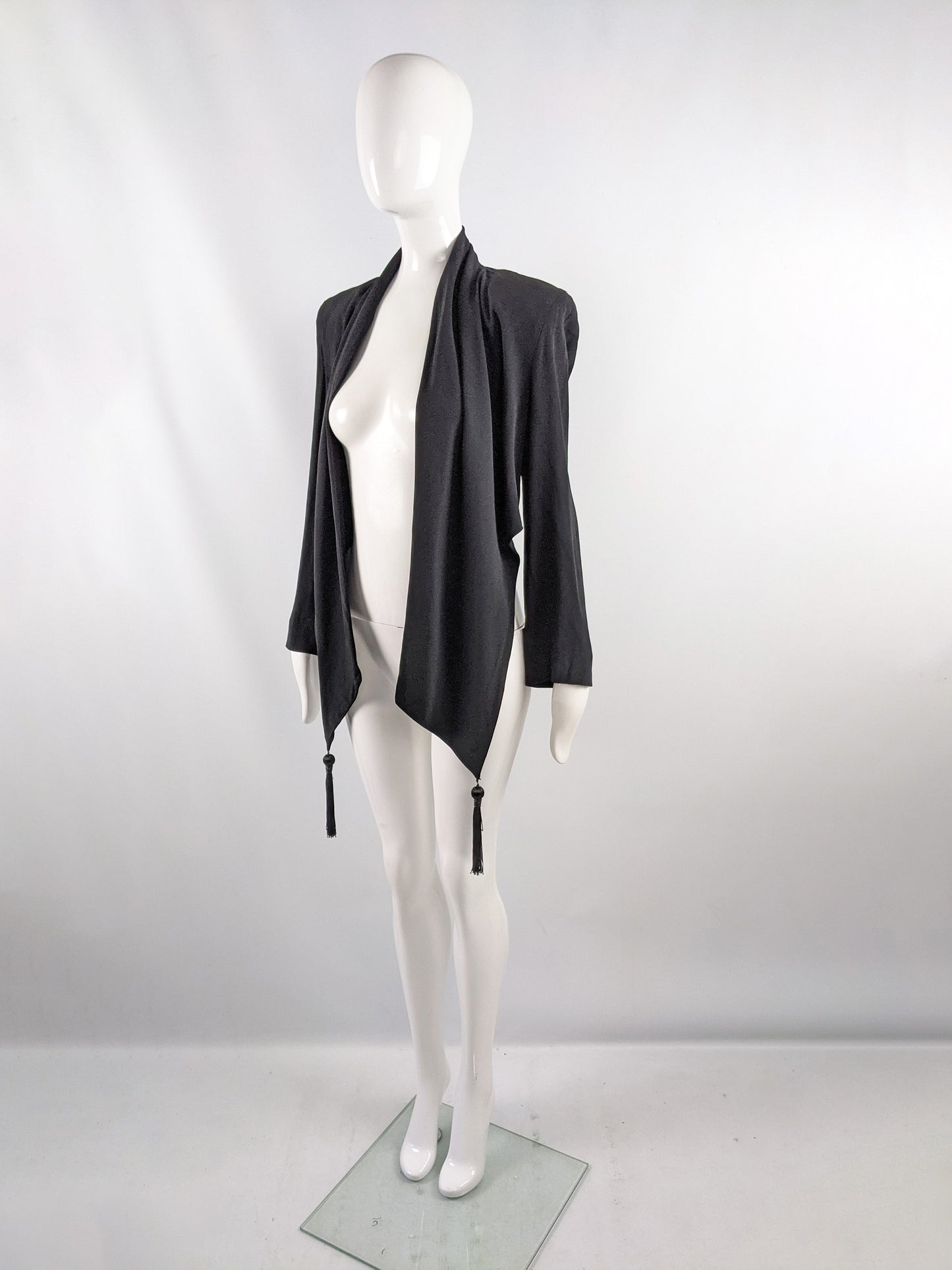 Vintage High Fashion Shoulder Padded Draped Cape Jacket, 1980s