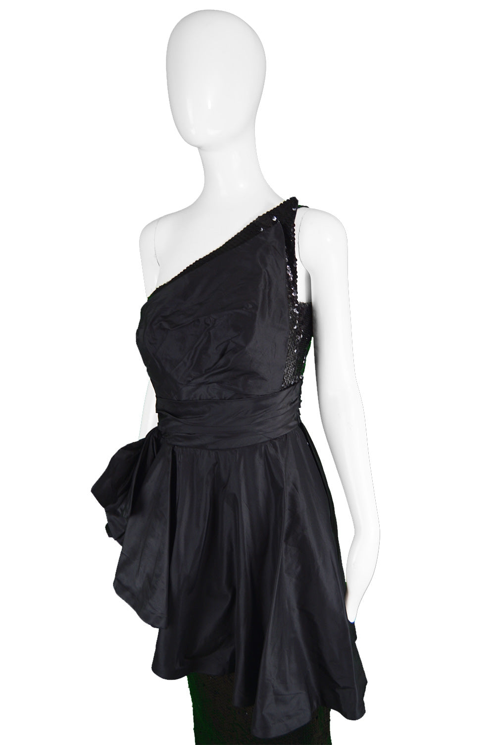 Vintage Sequinned Taffeta Asymmetrical Evening Gown, 1980s